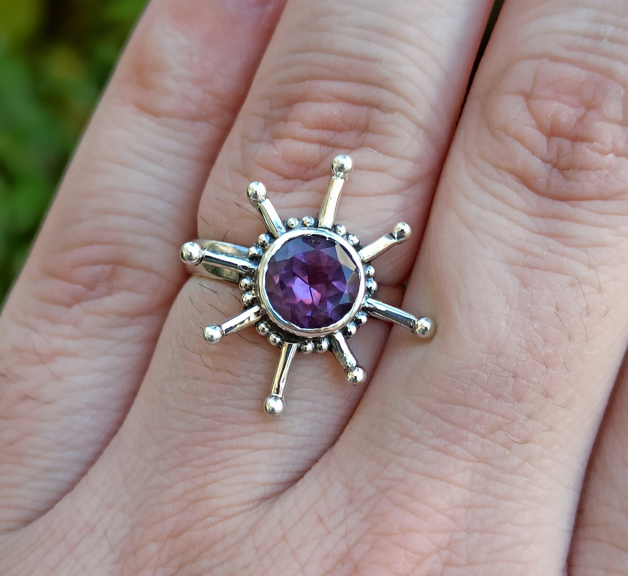 Amethyst Sterling Silver Handmade Statement Ring for Women, Amethyst Gemstone Ring, Gift for Her, Boho Ring