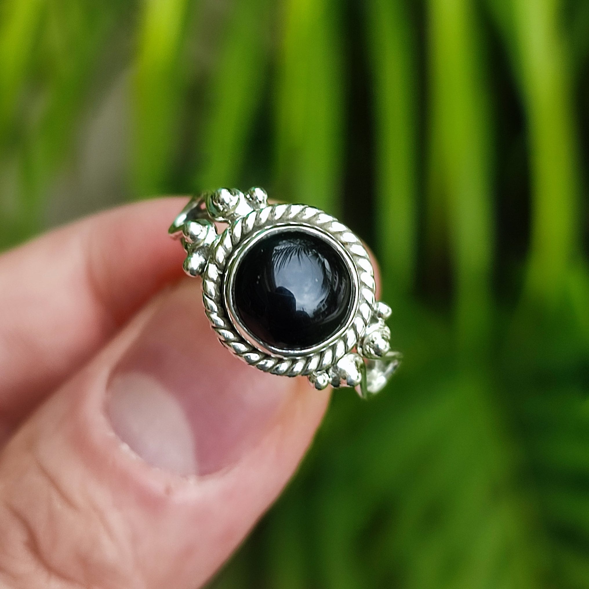 Handmade, outlets Ring, Sterling Silver, Black, Onyx