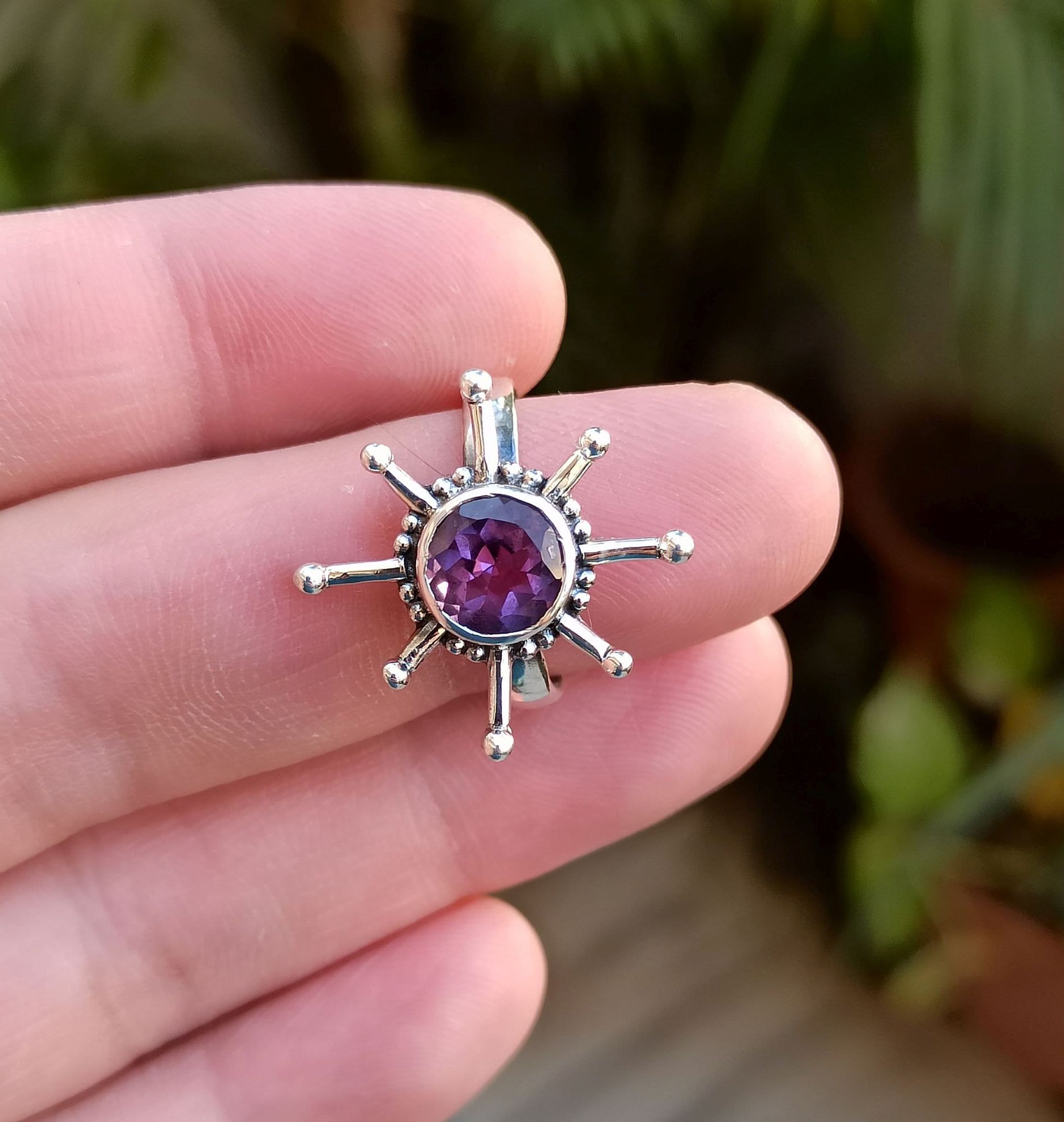 Amethyst Sterling Silver Handmade Statement Ring for Women, Amethyst Gemstone Ring, Gift for Her, Boho Ring