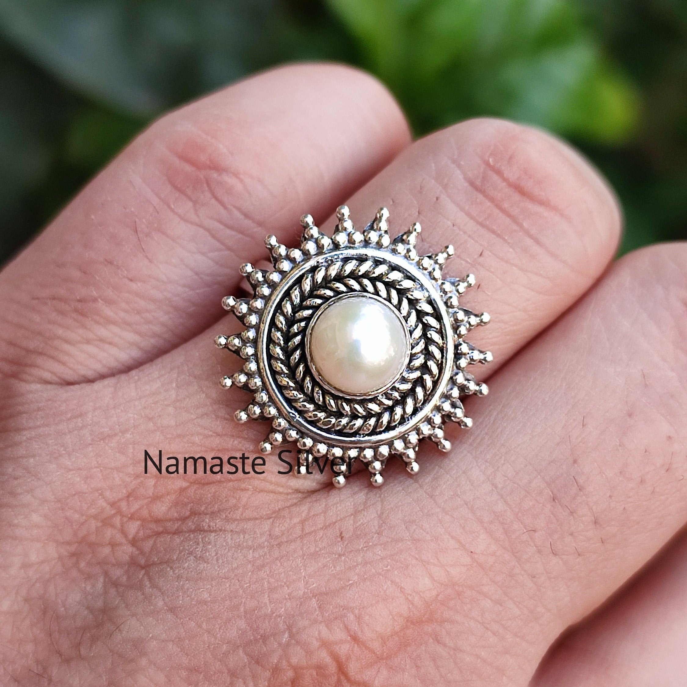 Freshwater Pearl 925 Sterling Silver Handmade Statement Women Boho Ring, Pearl Silver Jewelry, Gift for Her, Valentine day Gift
