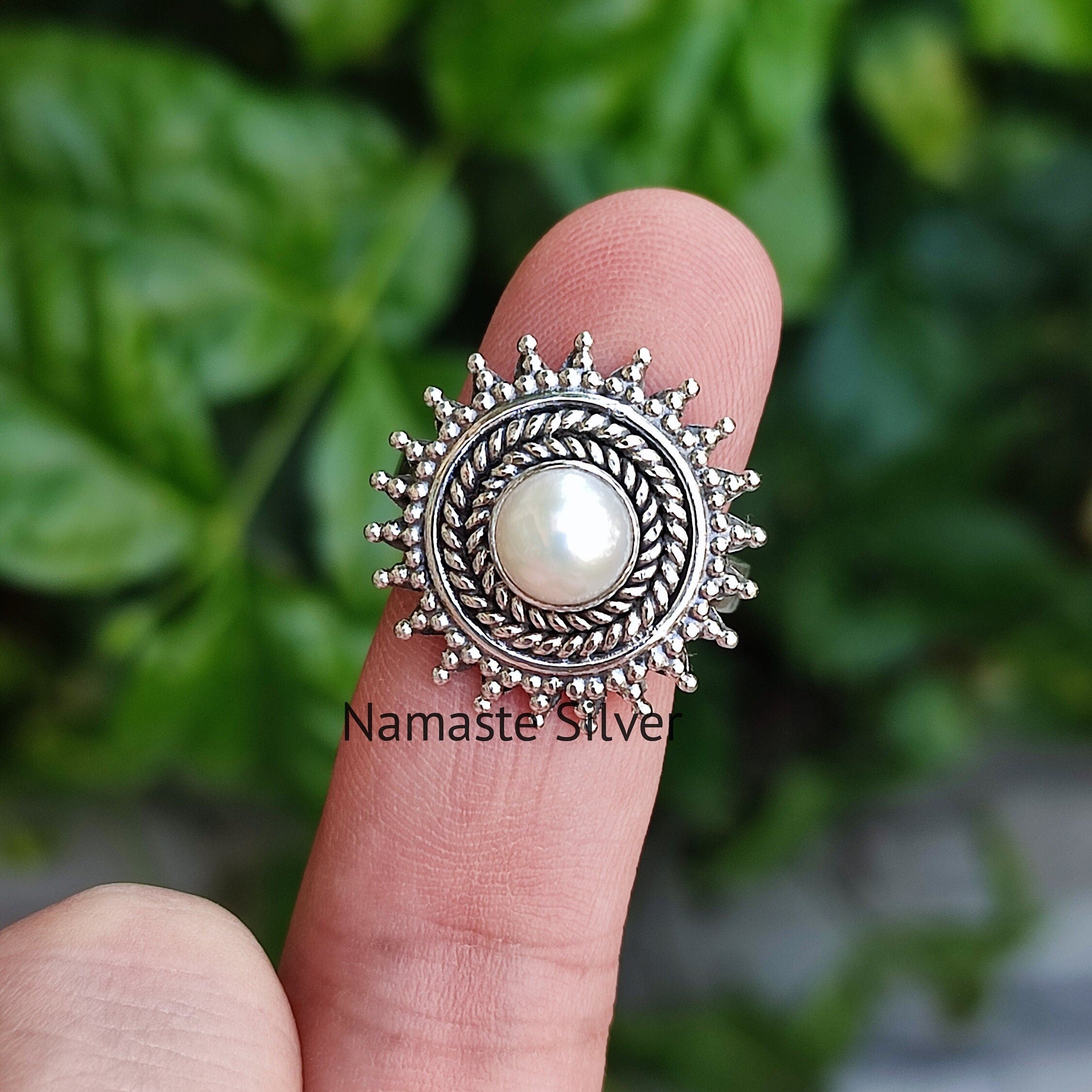 Freshwater Pearl 925 Sterling Silver Handmade Statement Women Boho Ring, Pearl Silver Jewelry, Gift for Her, Valentine day Gift