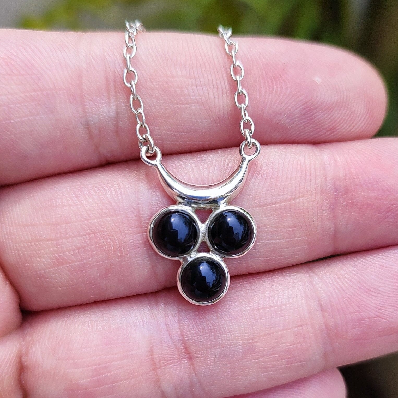 Black Onyx 925 Solid Sterling Silver Handmade Pendant Locket Chain Necklace for Women, Gift for Her, Black Onyx Boho Necklace