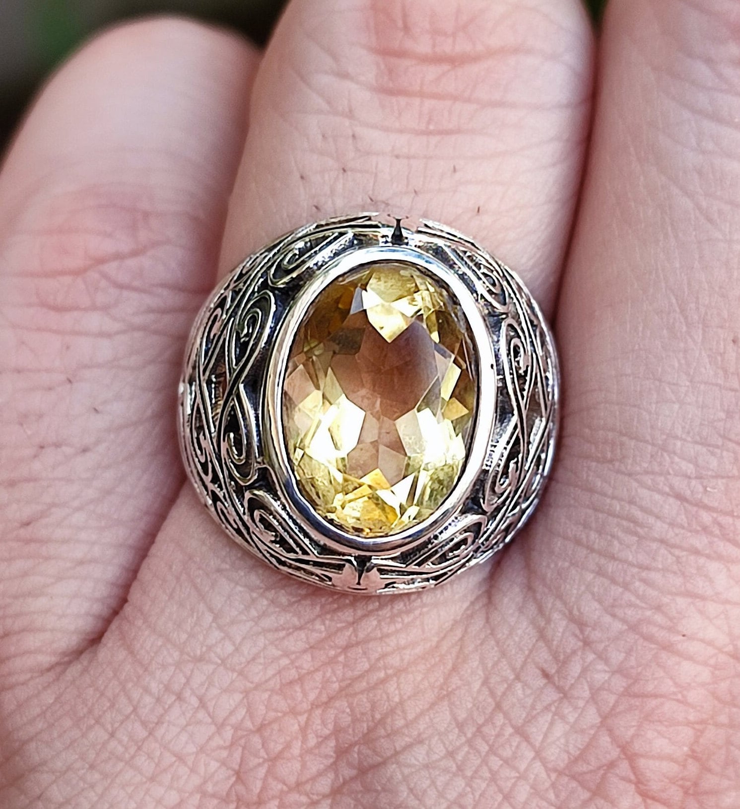 Natural Citrine 925 Sterling Silver Handmade Statement Men Ring, Yellow Gemstone Silver Ring, Gift for him, Citrine Boho Ring