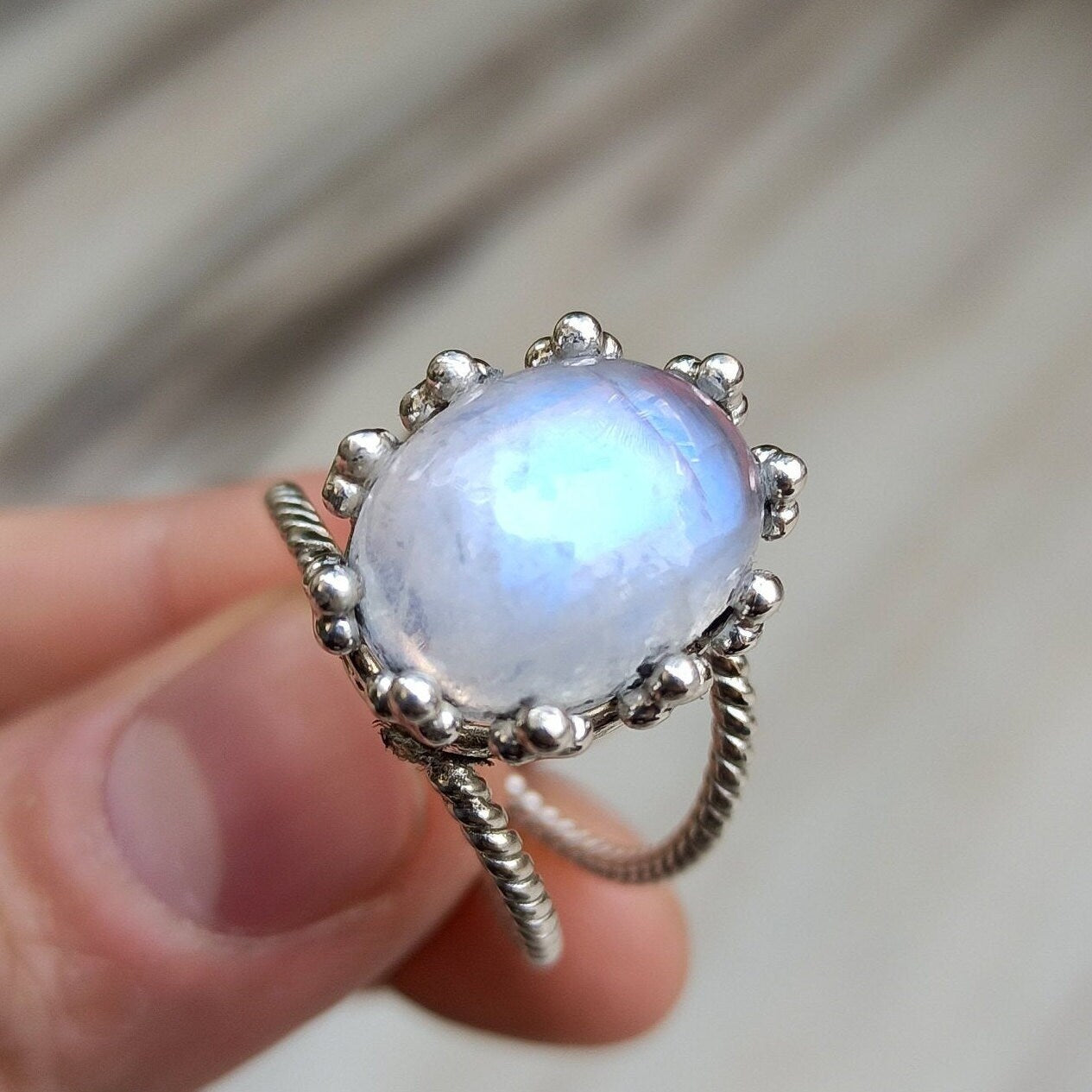 Rainbow Moonstone 925 Sterling Silver Handmade Statement Women Ring, Gift for her, Rainbow Moonstone Silver Ring, Boho Hippie Jewelry