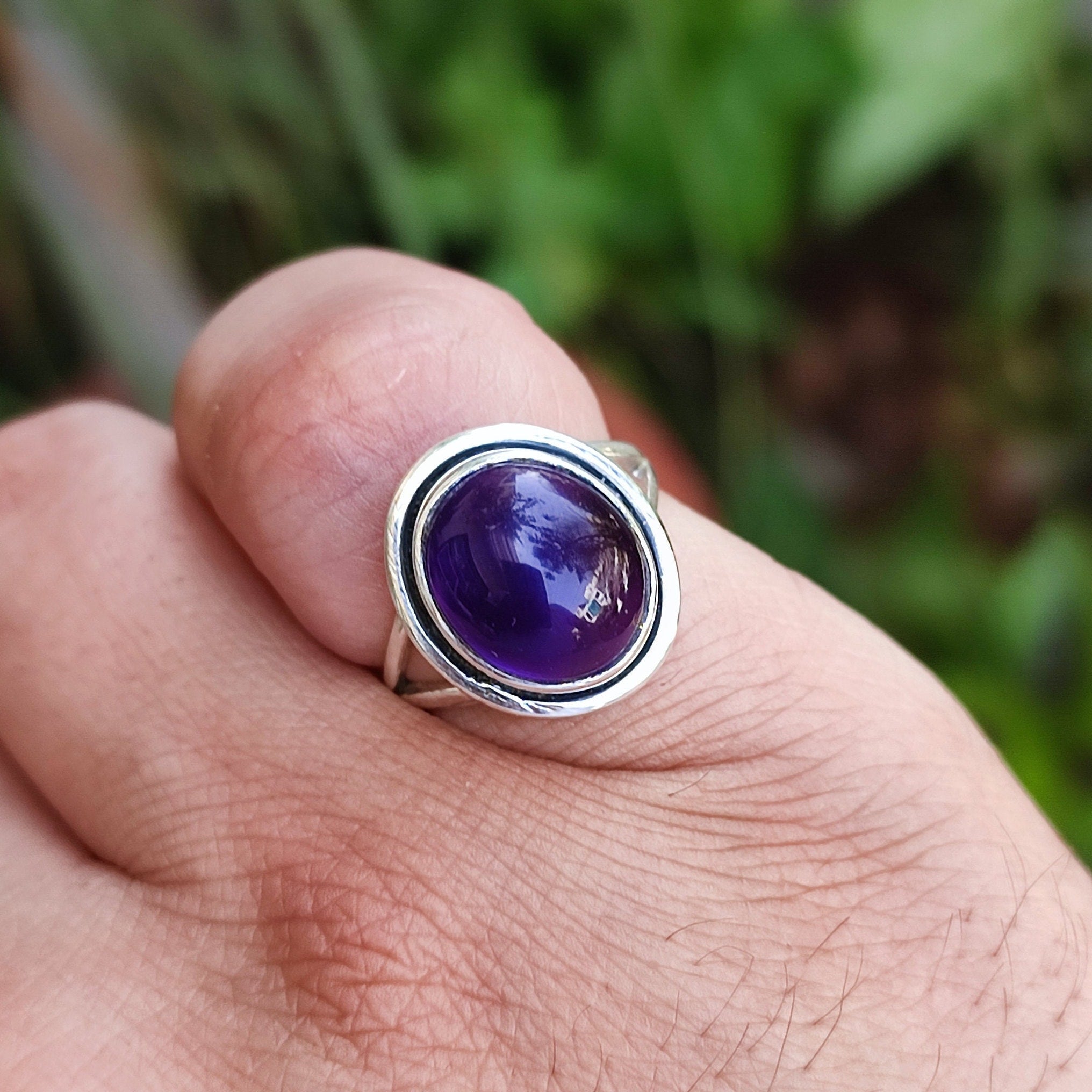 Amethyst 925 Sterling Silver Handmade Women Statement Ring, Amethyst Oval Silver Ring, Natural Amethyst Ring, Purple Gemstone Ring