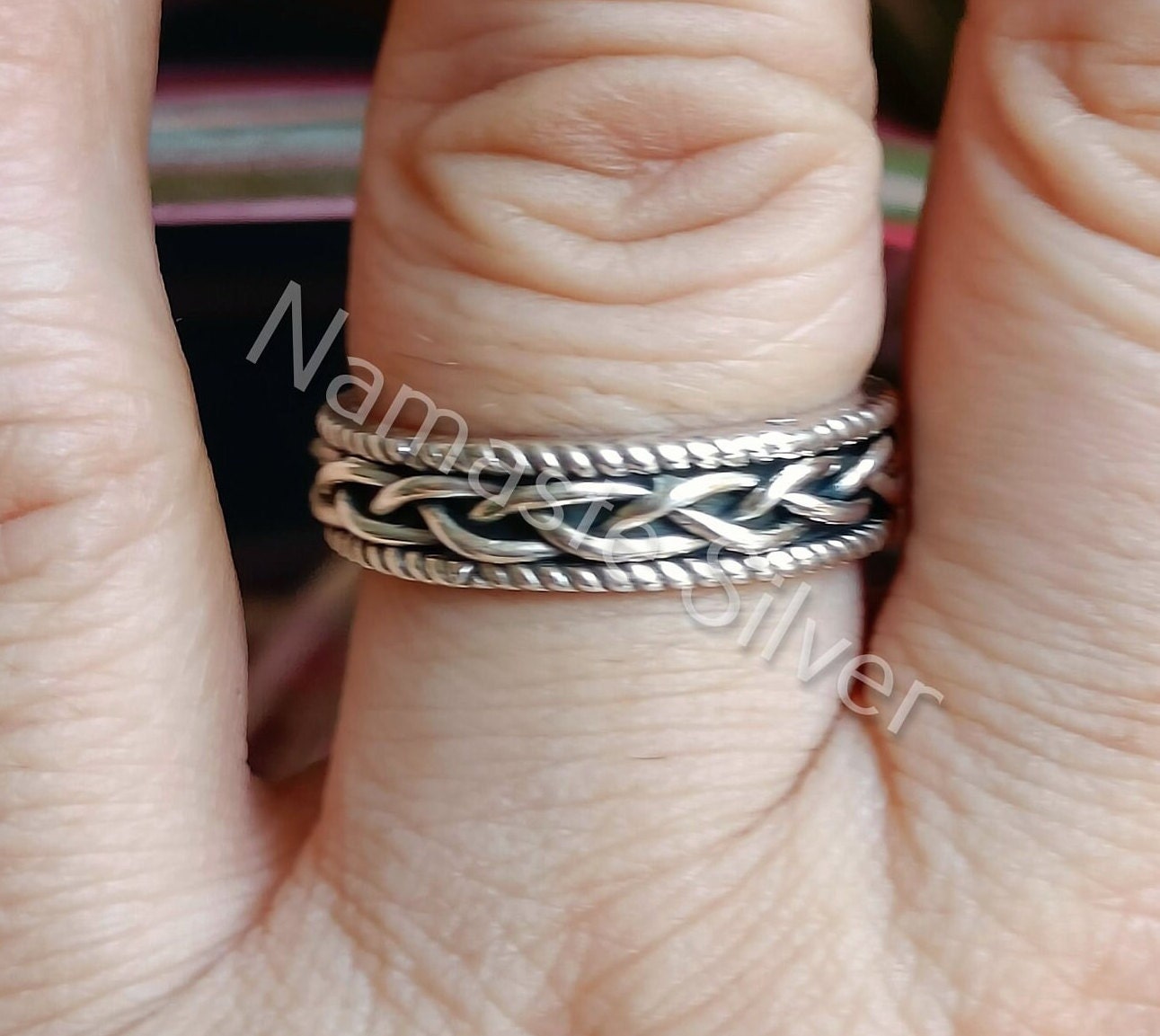 Celtic Knot Weave Sterling Silver Women Ring, Celtic Knot Thumb Ring, Endless Knot Ring, Celtic Weave Handmade Silver Ring for Women