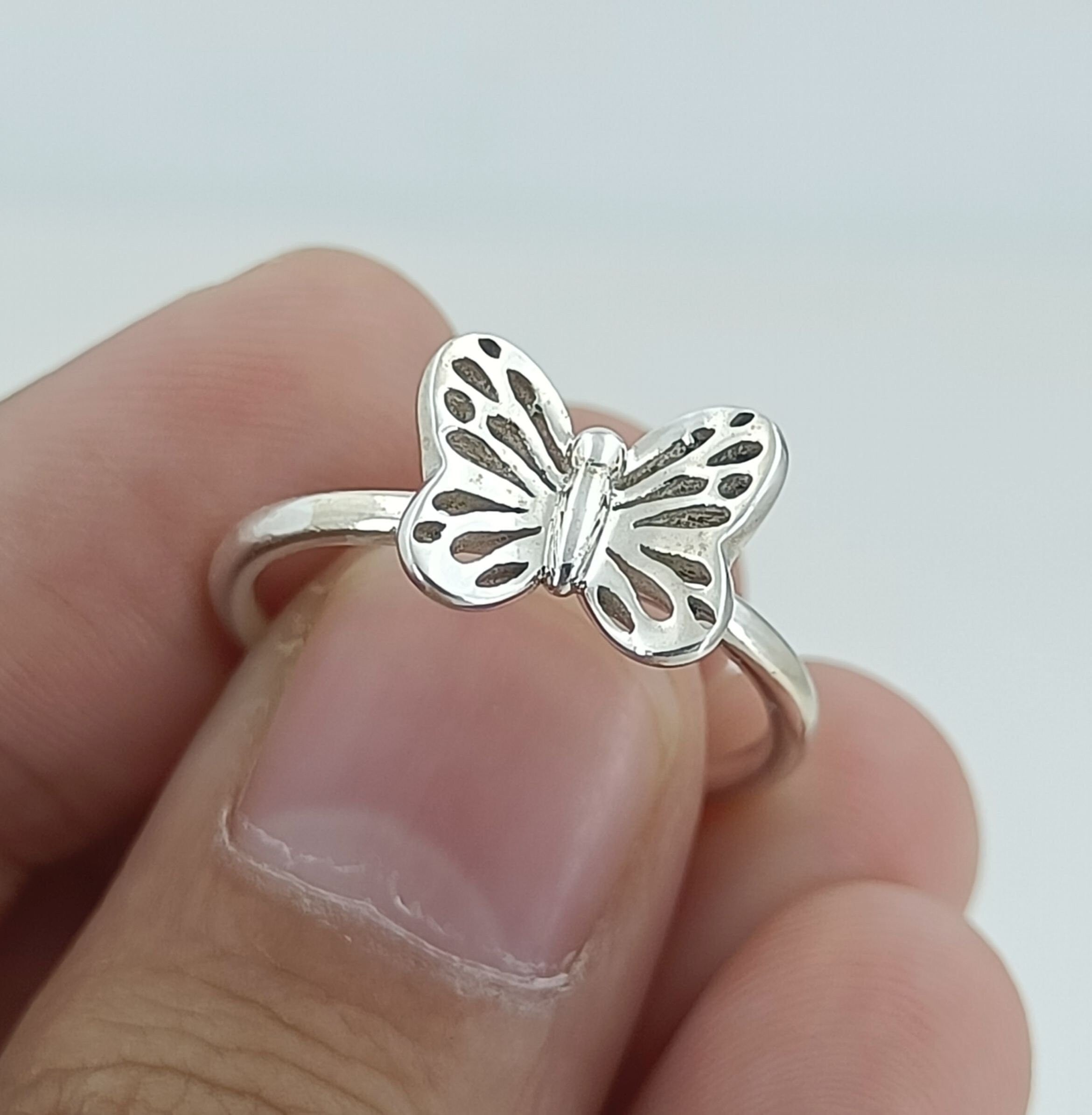 Butterfly Silver Ring for Kids, 925 Silver Butterfly Ring, Kids Ring, Silver Butterfly Ring, Handmade Silver Ring, Dainty Butterfly Ring