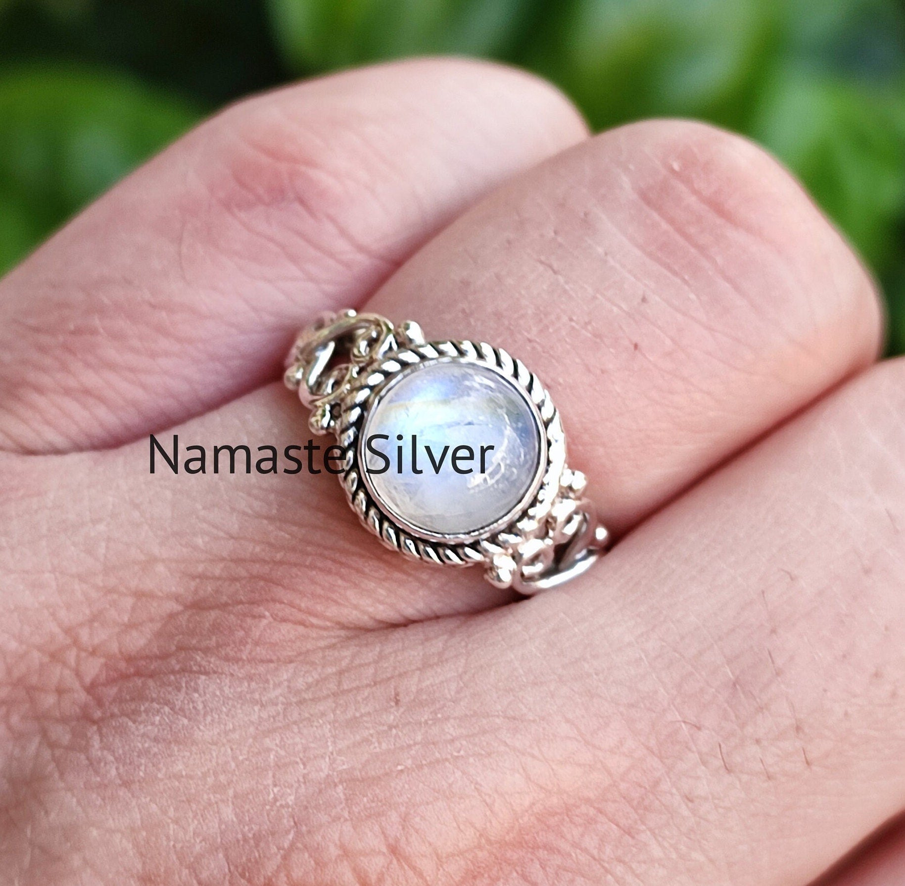 Rainbow Moonstone Sterling Silver Ring, Handmade Statement Women Ring, Rainbow Moonstone Silver Ring, Gift for her, Boho Gemstone Jewelry