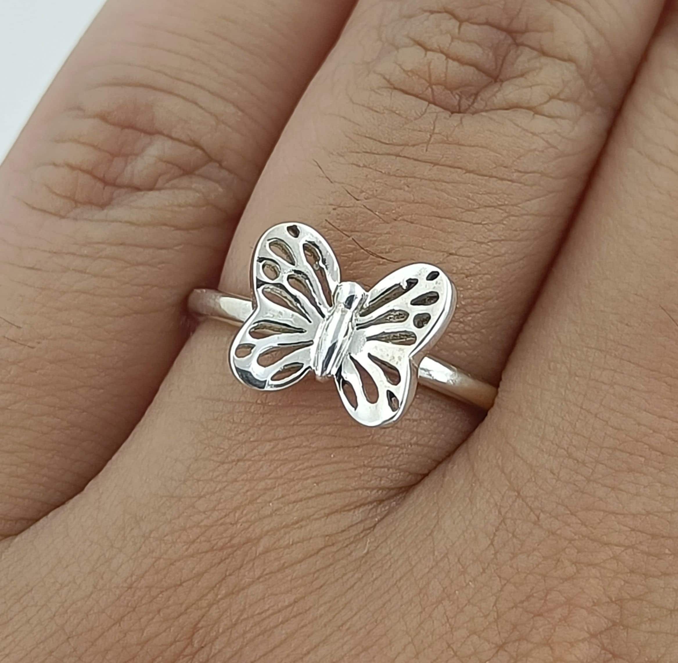 Butterfly Silver Ring for Kids, 925 Silver Butterfly Ring, Kids Ring, Silver Butterfly Ring, Handmade Silver Ring, Dainty Butterfly Ring