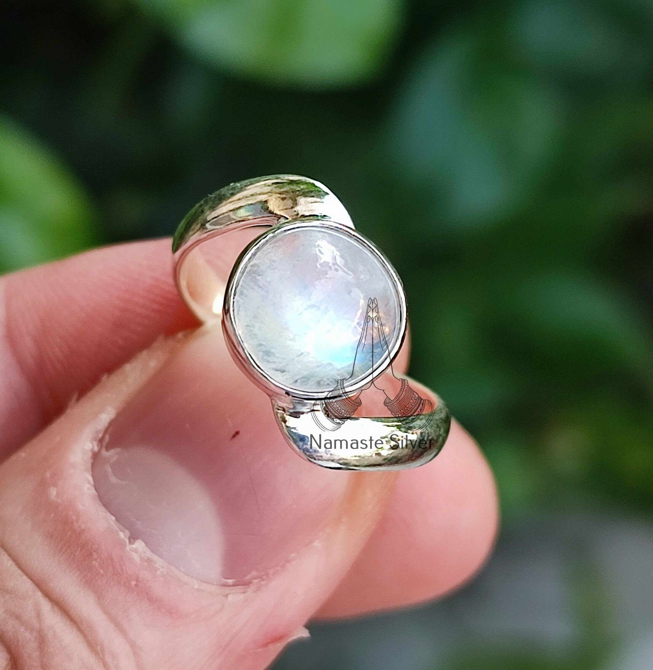 Rainbow Moonstone Sterling Silver Handmade Statement Ring Gift for her Anniversary Birthday Christmas Valentines Day Boho Gemstone Ring
