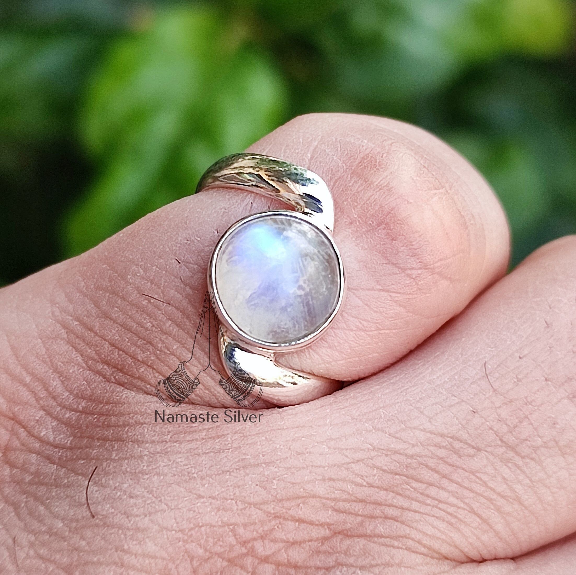 Rainbow Moonstone Sterling Silver Handmade Statement Ring Gift for her Anniversary Birthday Christmas Valentines Day Boho Gemstone Ring