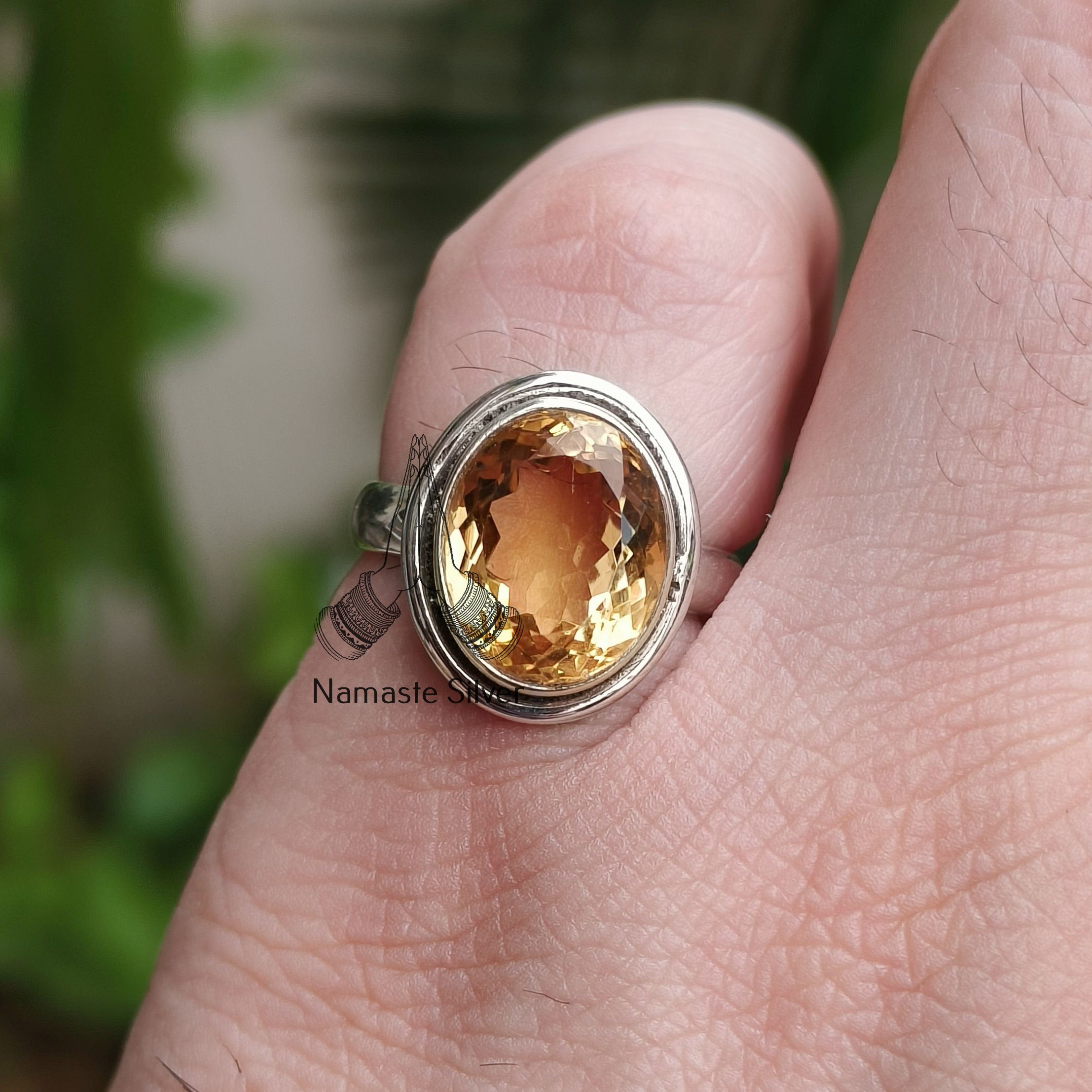 Natural Citrine Oval Sterling Silver Handmade Women Ring November Birthstone Yellow Gemstone Jewelry Gift for Her Birthday Anniversary