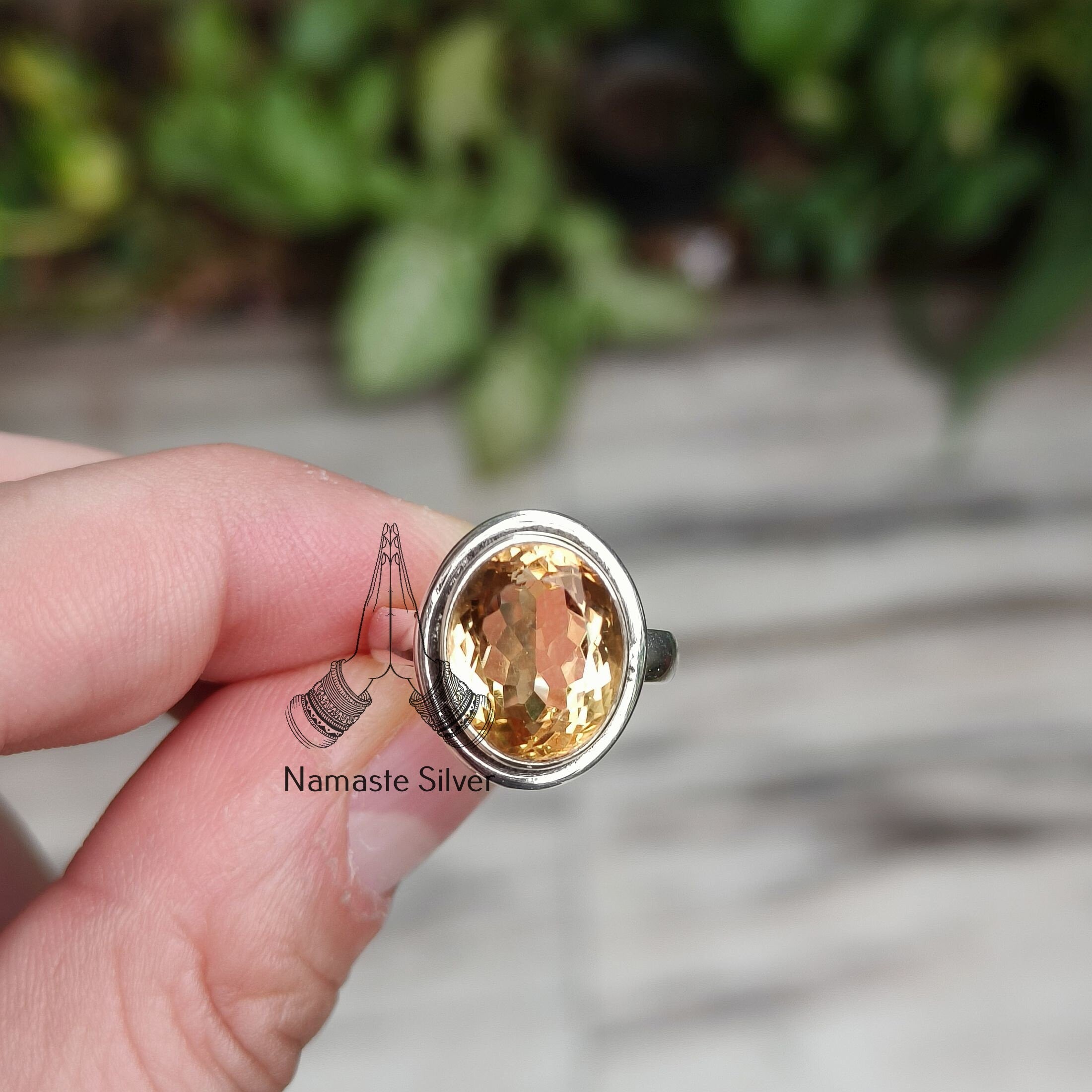 Natural Citrine Oval Sterling Silver Handmade Women Ring November Birthstone Yellow Gemstone Jewelry Gift for Her Birthday Anniversary