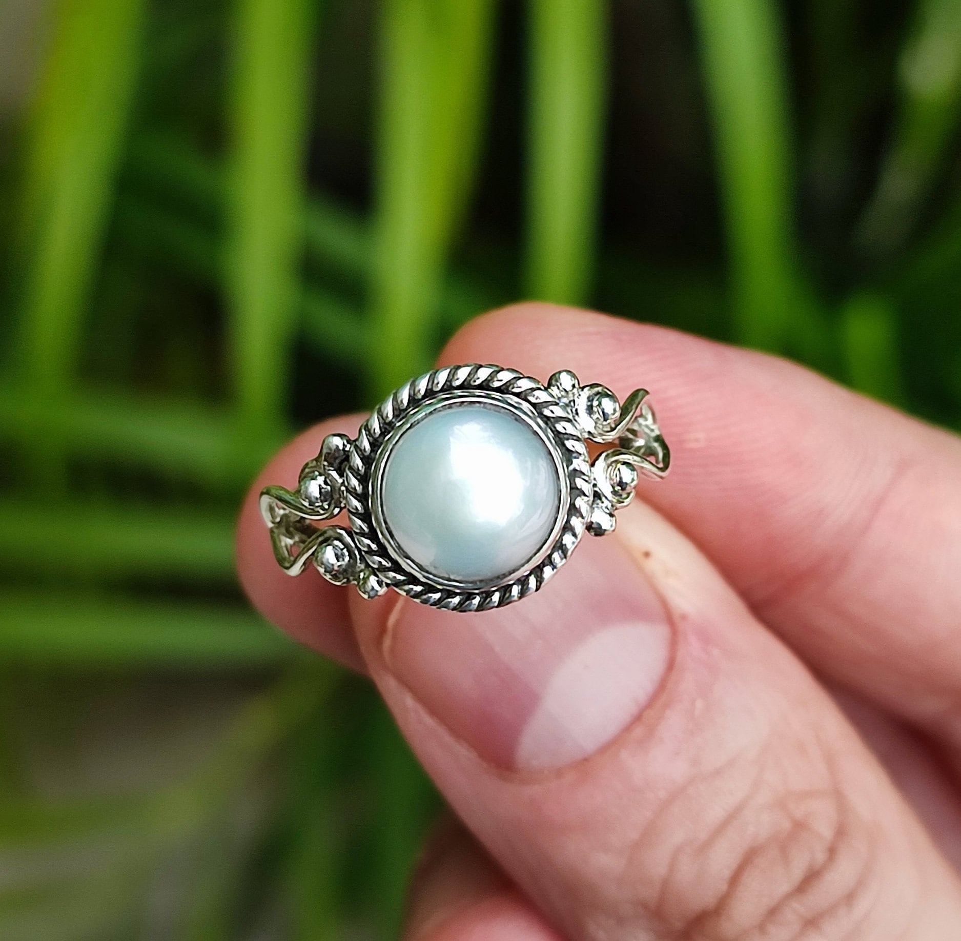 Freshwater Pearl Silver Statement Ring, Pearl Women Ring, Sterling Silver Pearl Ring, Handmade Pearl Ring, Pearl Boho Ring, Gift for her