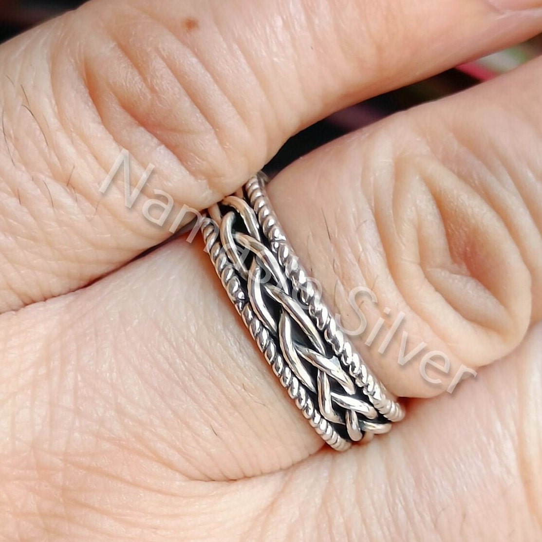 Celtic Knot Weave Sterling Silver Women Ring, Celtic Knot Thumb Ring, Endless Knot Ring, Celtic Weave Handmade Silver Ring for Women