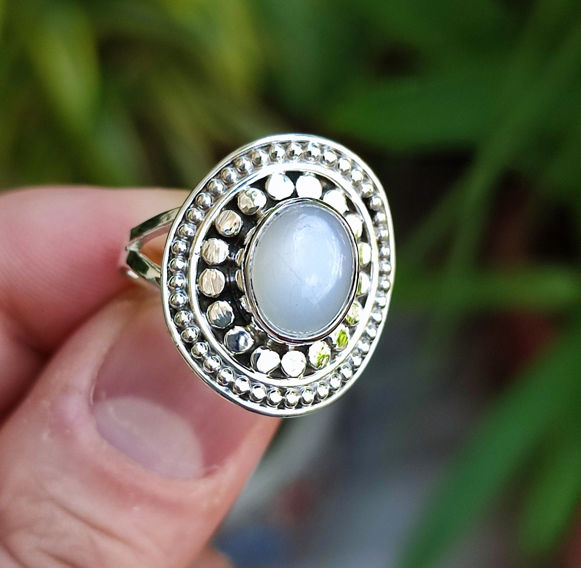 Natural Moonstone Oval 925 Sterling Silver Handmade Statement Women Ring Boho Jewelry Gift for her Birthday Anniversary Christmas Valentine