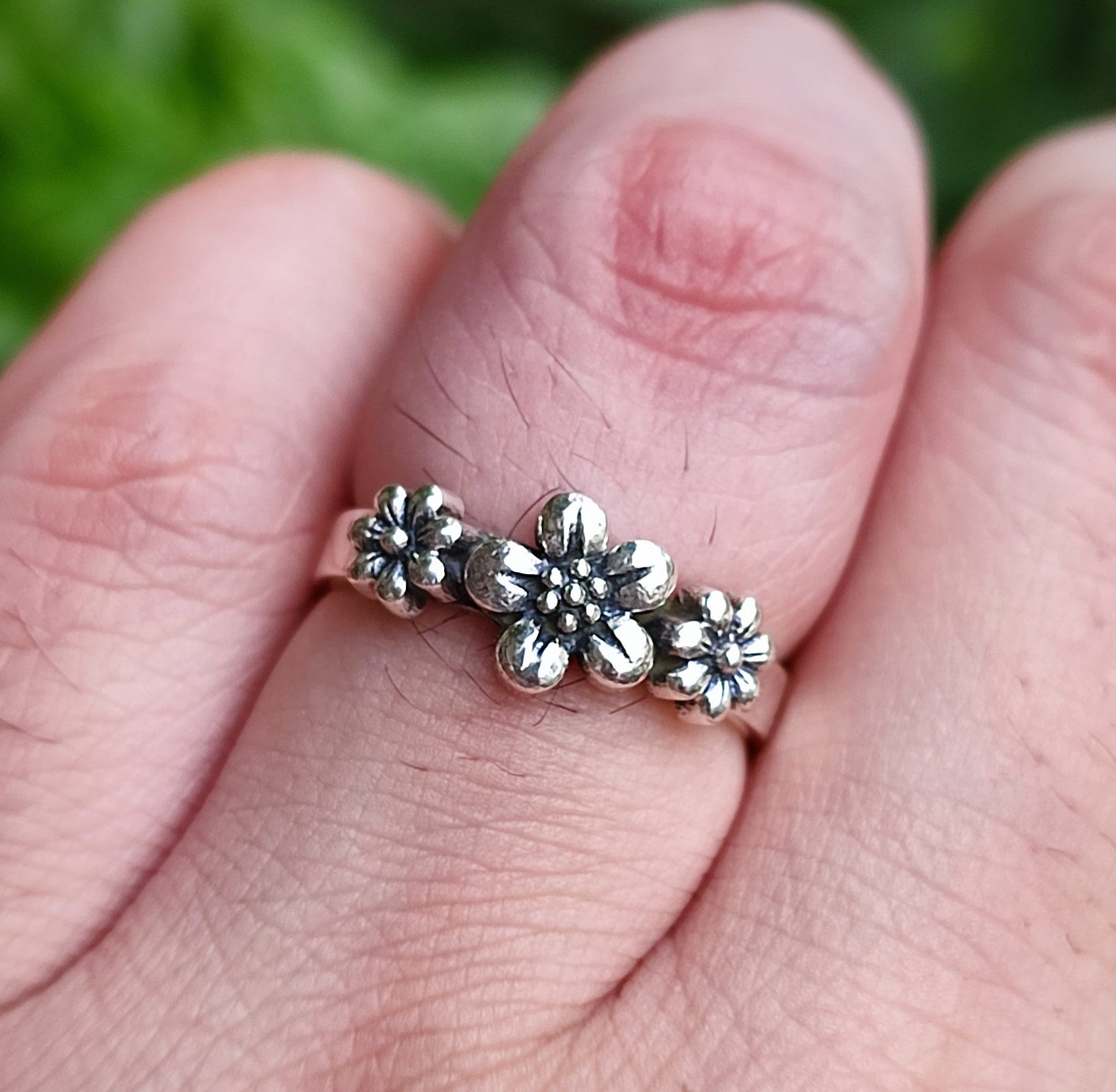 Floral 925 Sterling Silver Handmade Dainty Cute Ring Minimalist Band Gift for her Birthday Anniversary Christmas Valentine's Day Engagement