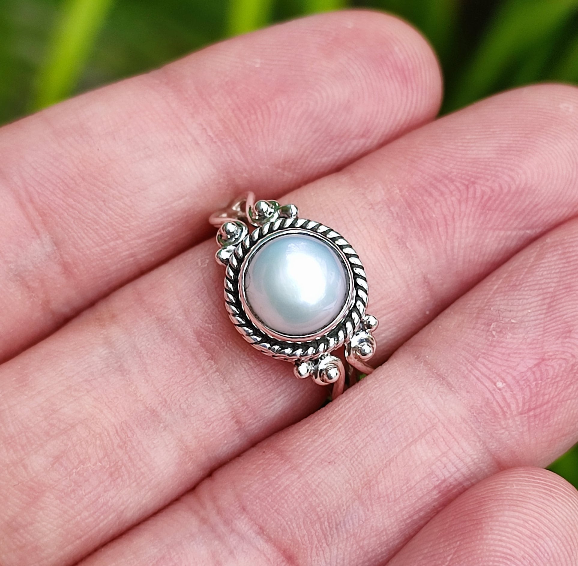 Freshwater Pearl Silver Statement Ring, Pearl Women Ring, Sterling Silver Pearl Ring, Handmade Pearl Ring, Pearl Boho Ring, Gift for her