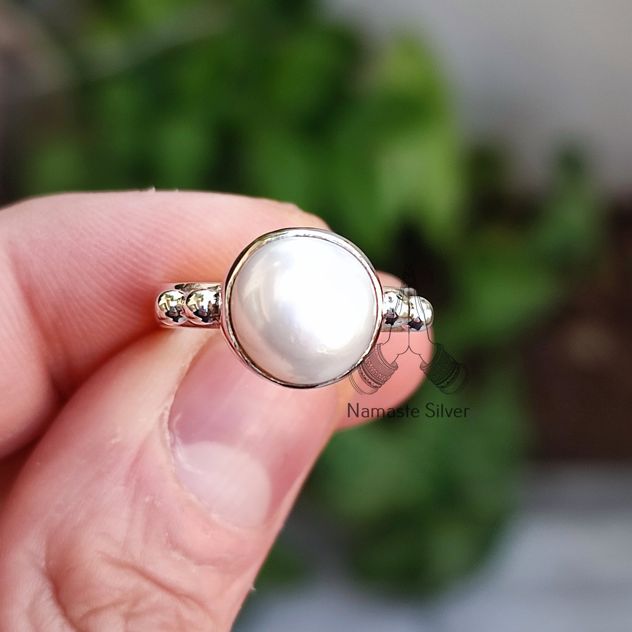 Freshwater Pearl 925 Sterling Silver Handmade Statement Women Ring Gift for her Birthday Anniversary Christmas Valentine's Mothers Day