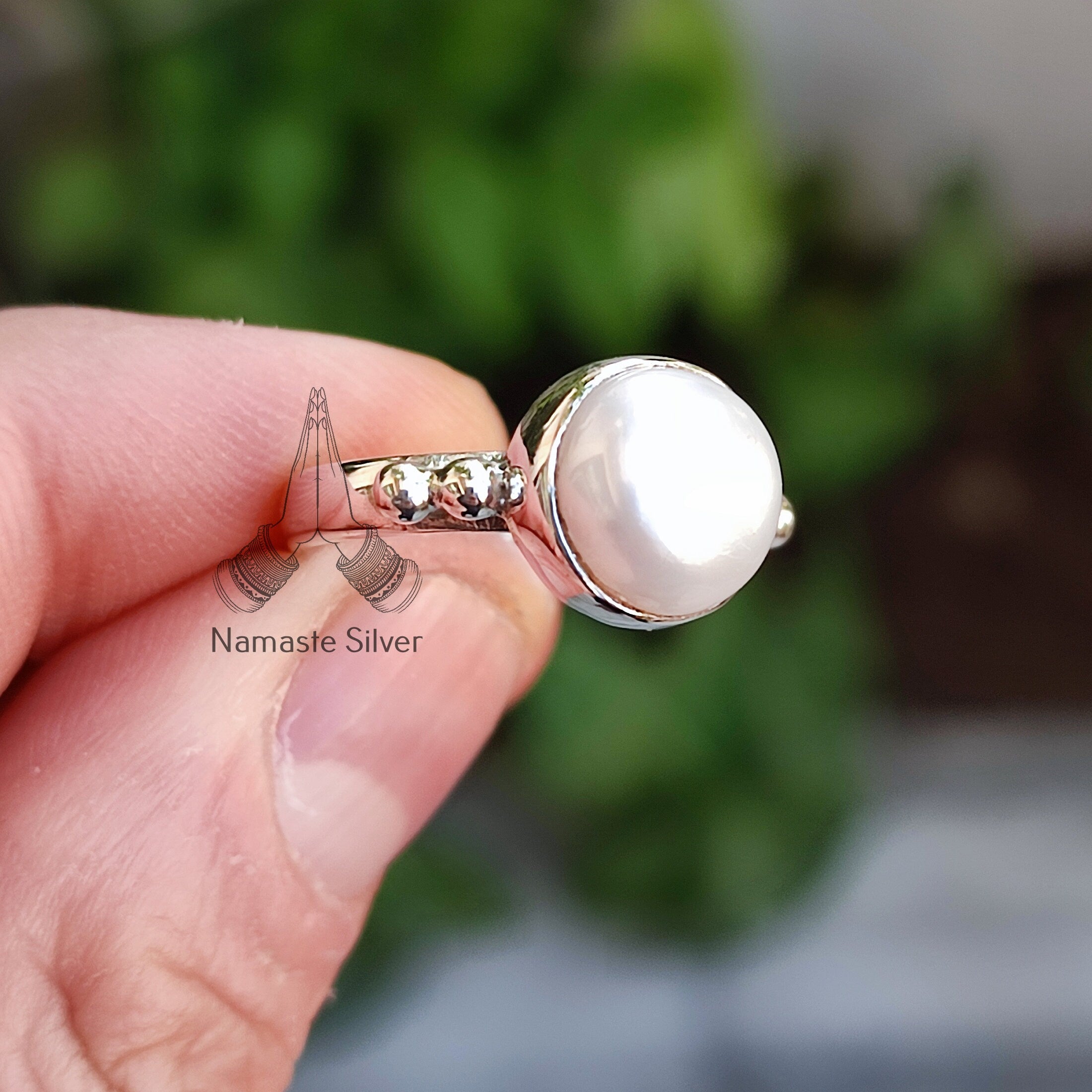 Freshwater Pearl 925 Sterling Silver Handmade Statement Women Ring Gift for her Birthday Anniversary Christmas Valentine's Mothers Day