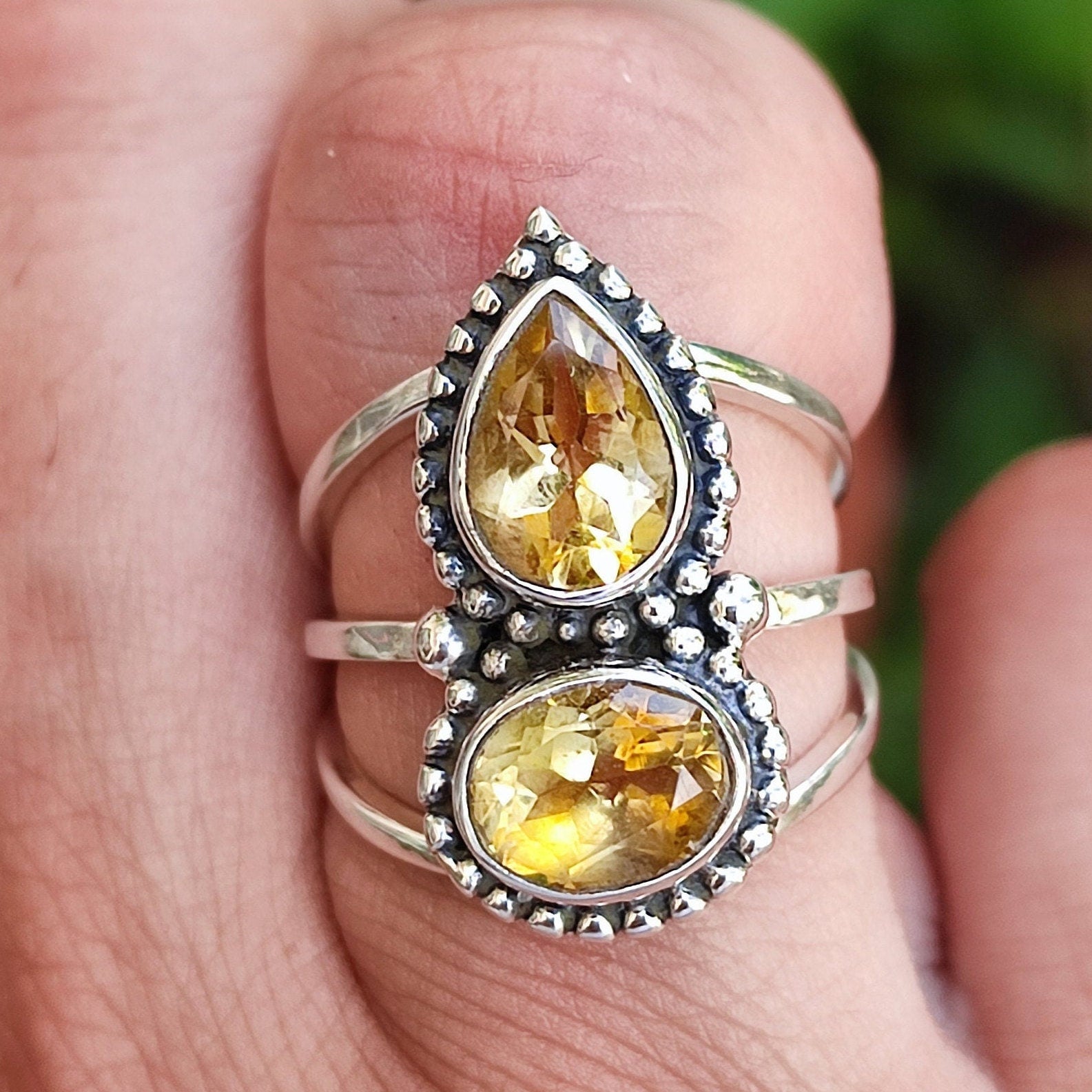 Citrine Ring, Citrine Silver Ring, Citrine Sterling Silver Handmade Statement Ring, Yellow Gemstone Jewelry November Birthstone Gift for her