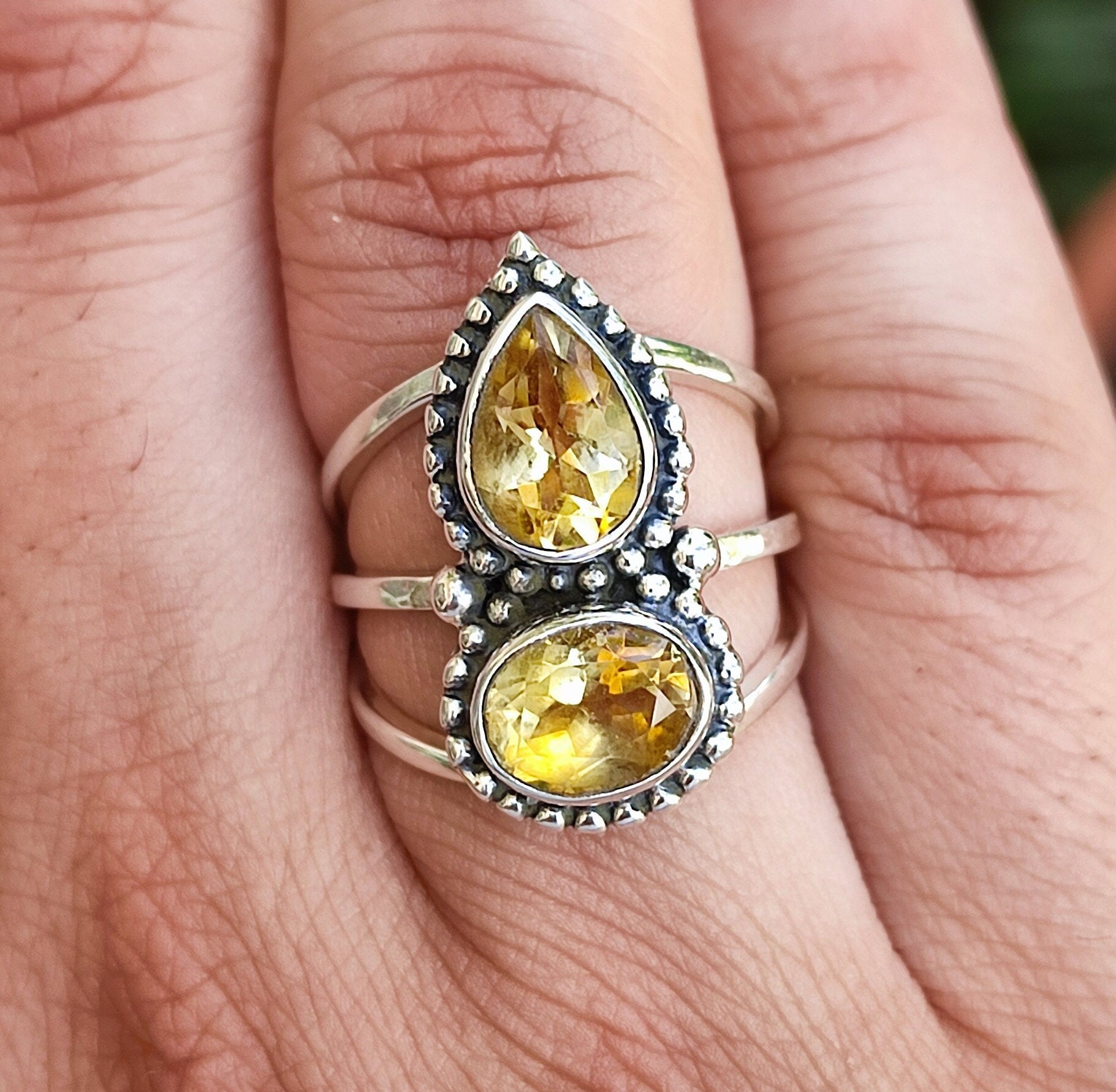 Citrine Ring, Citrine Silver Ring, Citrine Sterling Silver Handmade Statement Ring, Yellow Gemstone Jewelry November Birthstone Gift for her