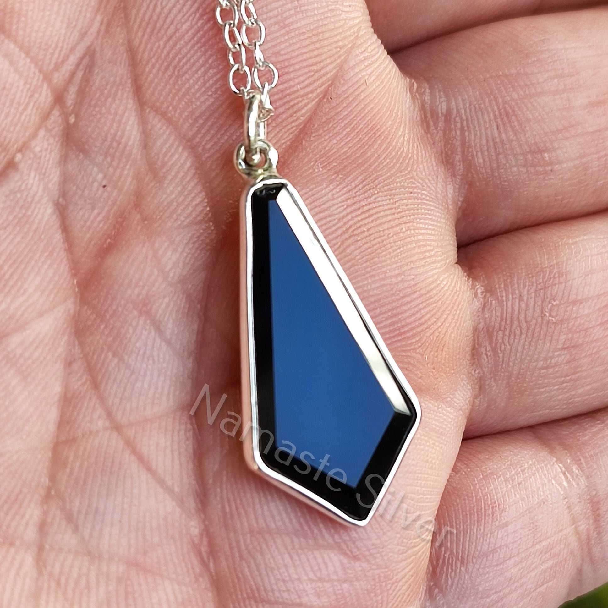 Black onyx coffin necklace, Handmade Sterling Silver Coffin Pendant, Black Gemstone Coffin Necklace, Goth Necklace, Coffin Jewelry For Men