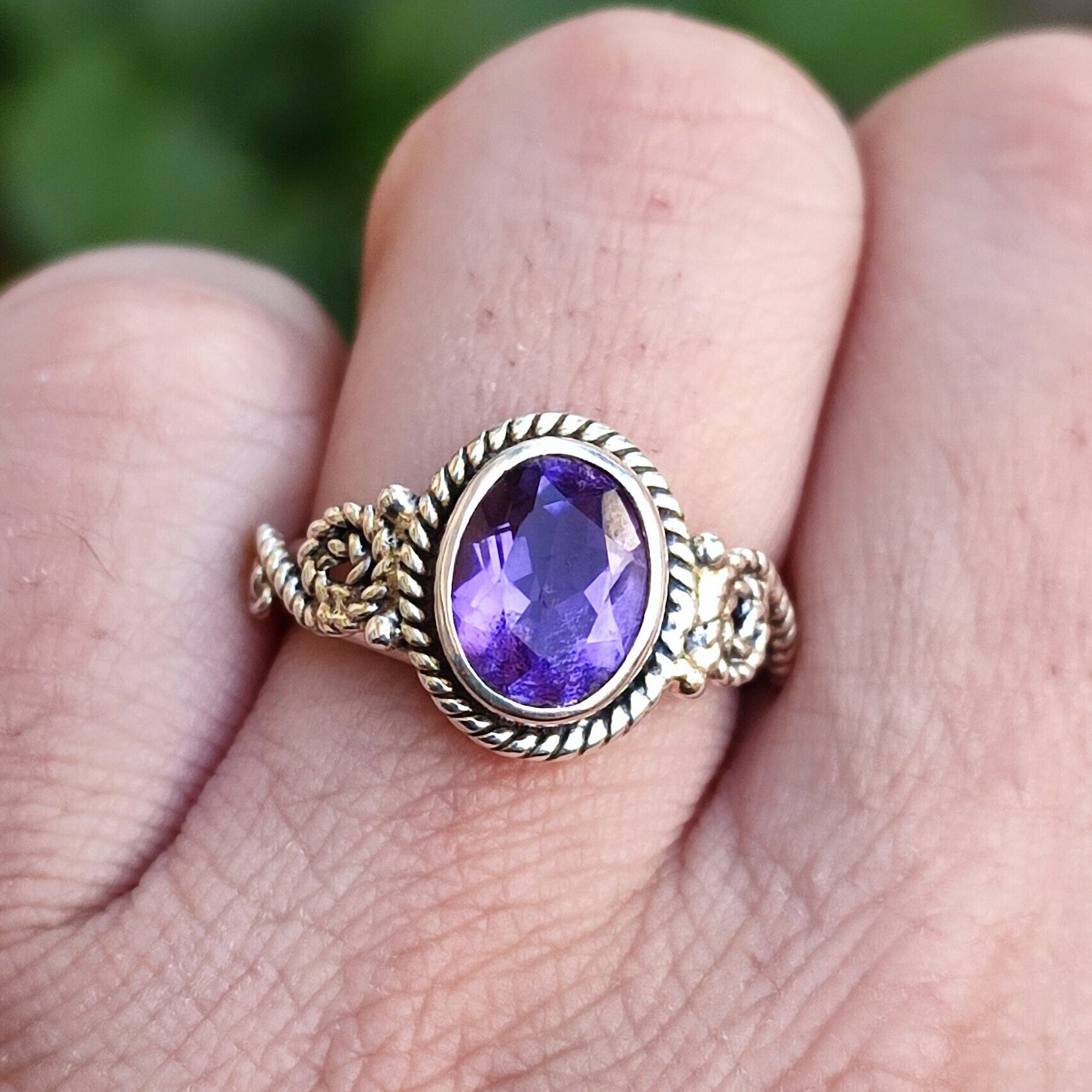 Purple Amethyst Ring, February Birthstone Ring, Amethyst Sterling Silver Ring, Handmade Statement Gemstone Ring, Boho Ring, Gift for her