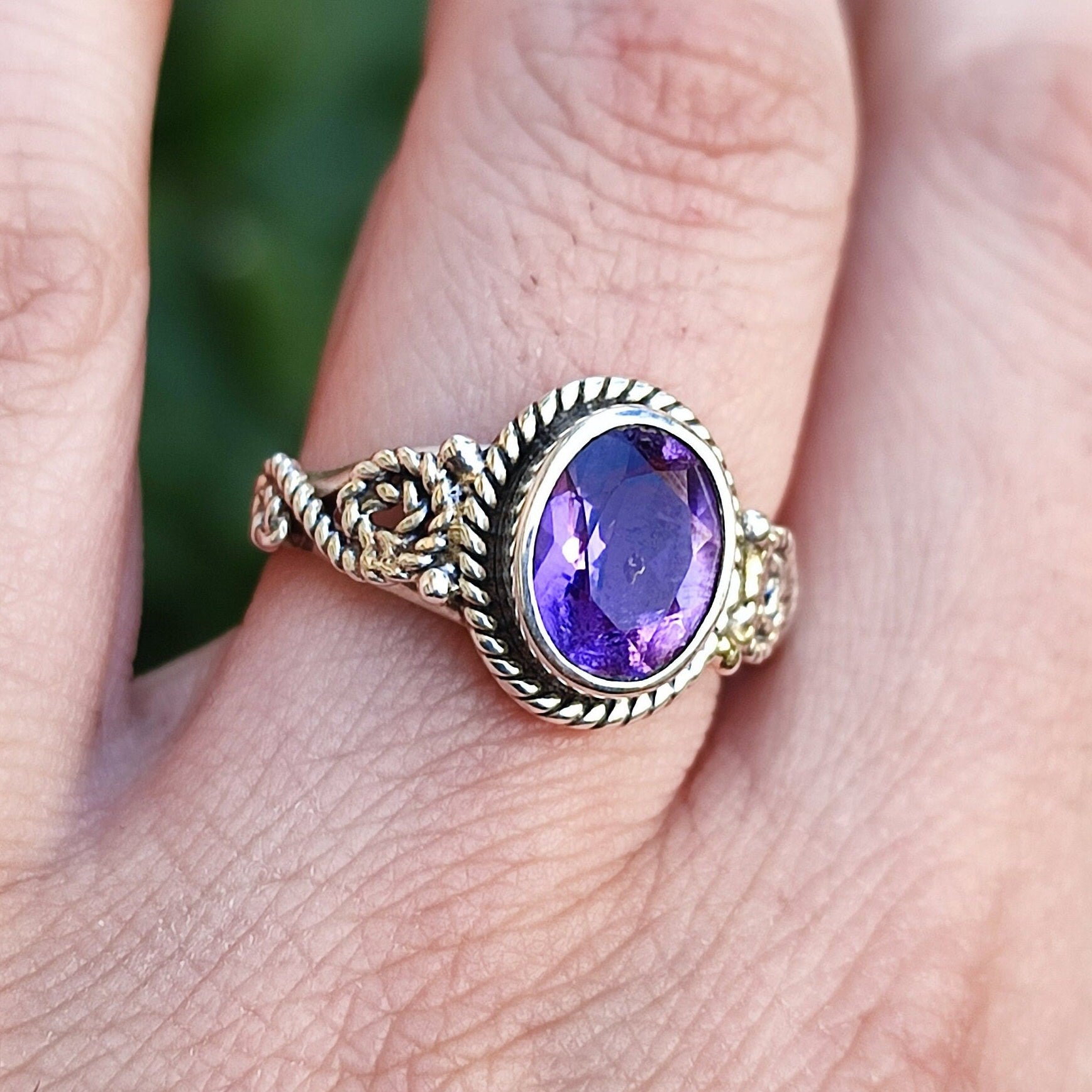 Purple Amethyst Ring, February Birthstone Ring, Amethyst Sterling Silver Ring, Handmade Statement Gemstone Ring, Boho Ring, Gift for her
