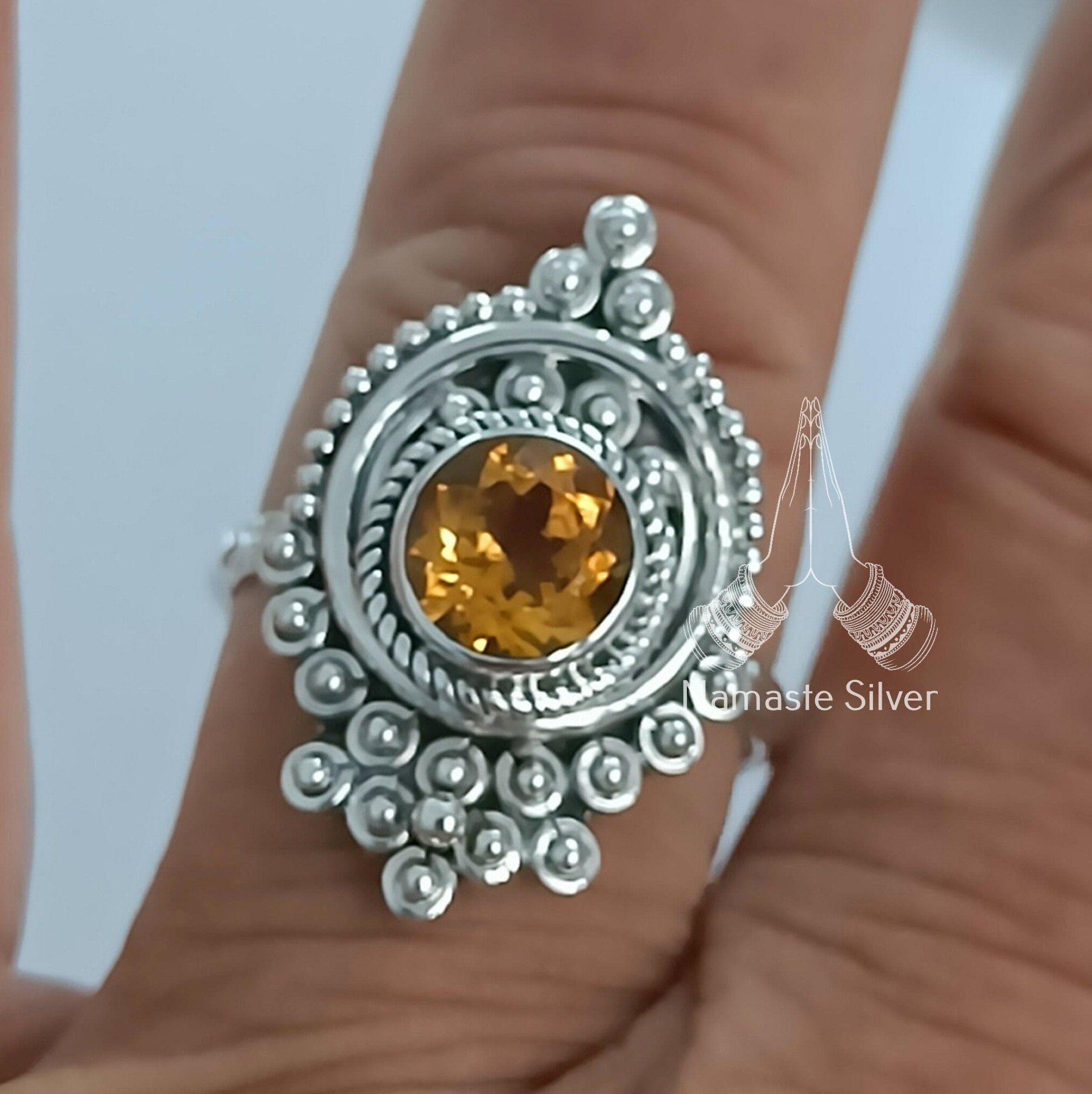 Citrine Ring, Citrine Silver Ring, Citrine Sterling Silver Ring, Citrine Handmade Statement November Birthstone, Yellow Gemstone Jewelry
