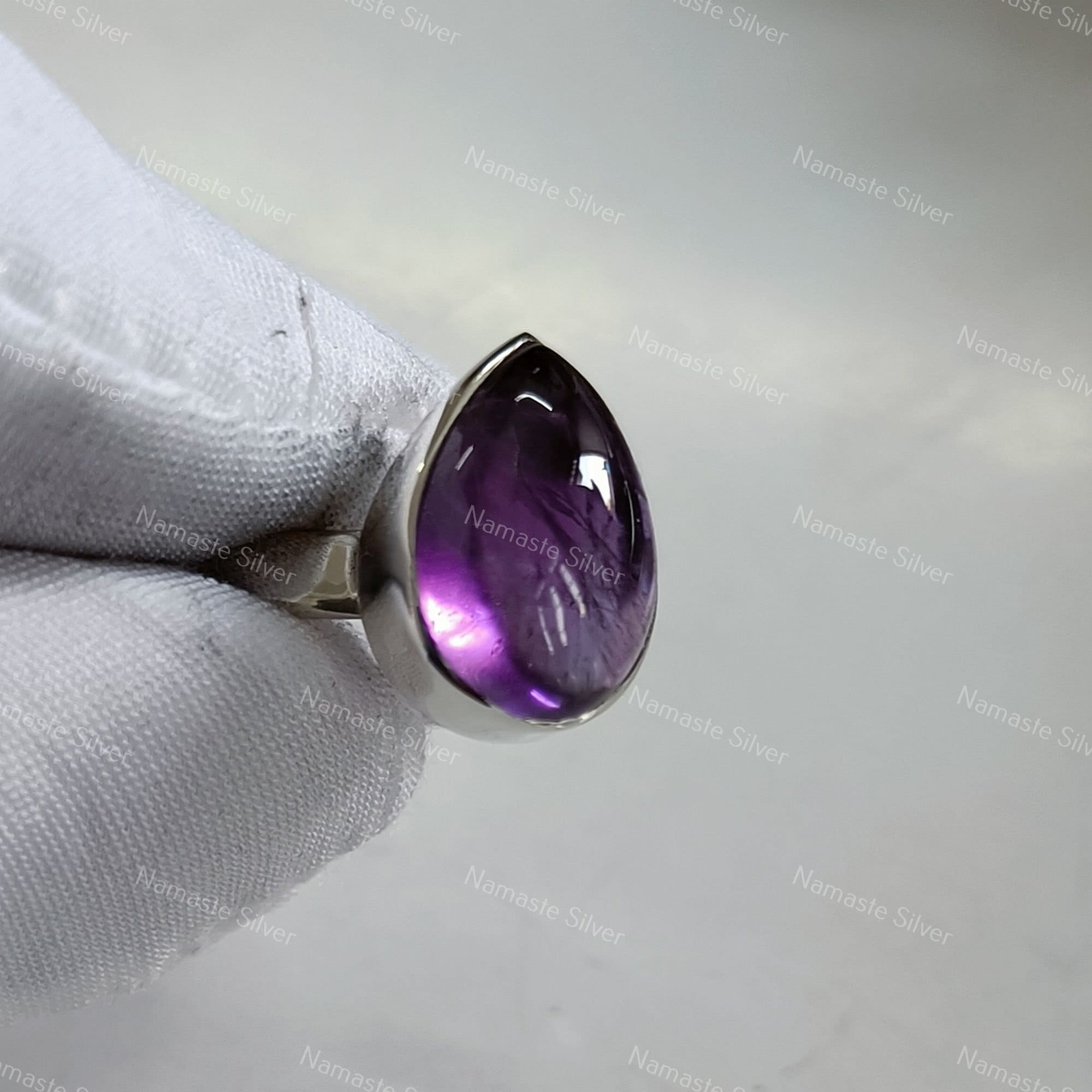 Amethyst Silver Ring - 925 Sterling Silver Handmade Statement Boho Women Ring - Gift for her Natural Purple Gemstone Jewelry