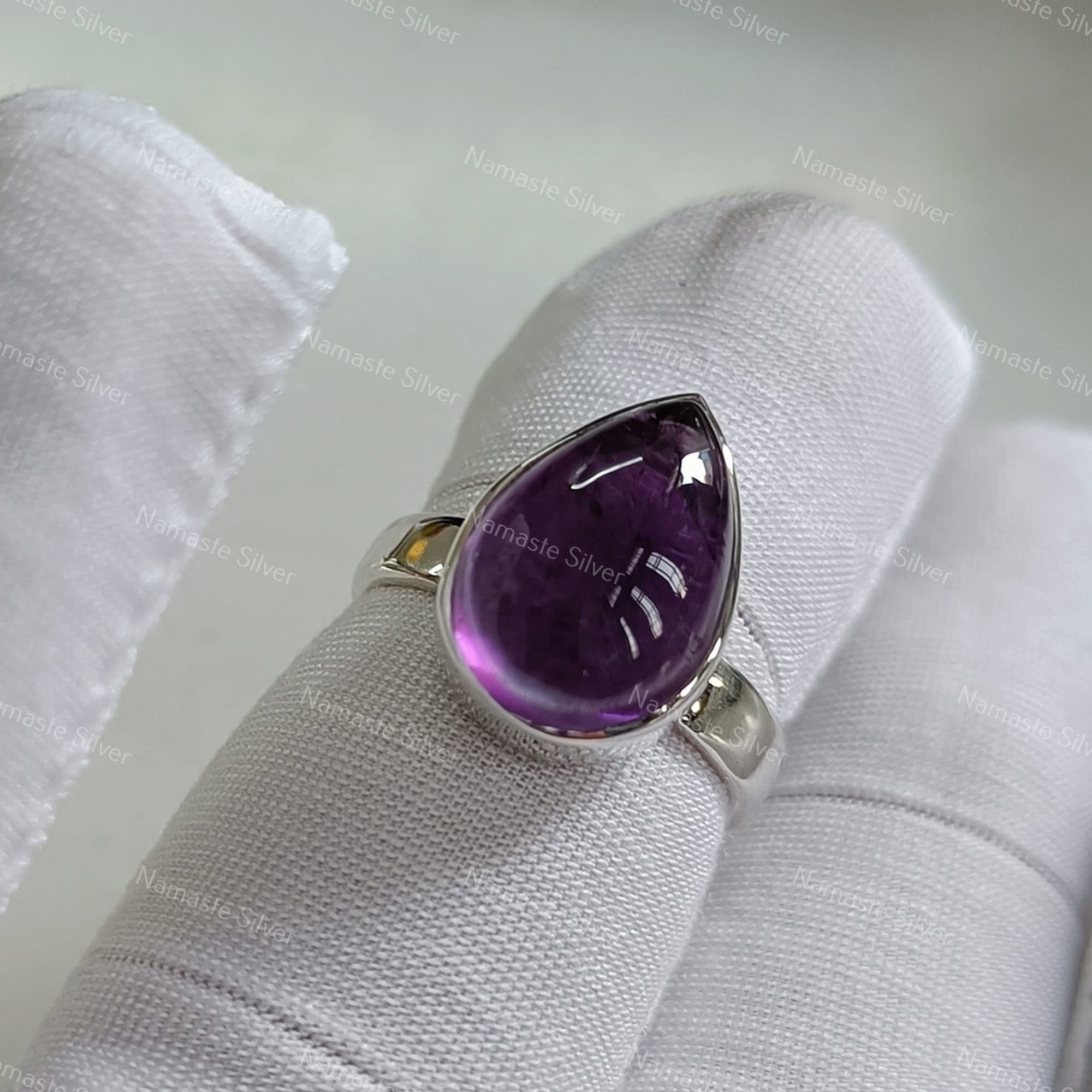 Amethyst Silver Ring - 925 Sterling Silver Handmade Statement Boho Women Ring - Gift for her Natural Purple Gemstone Jewelry