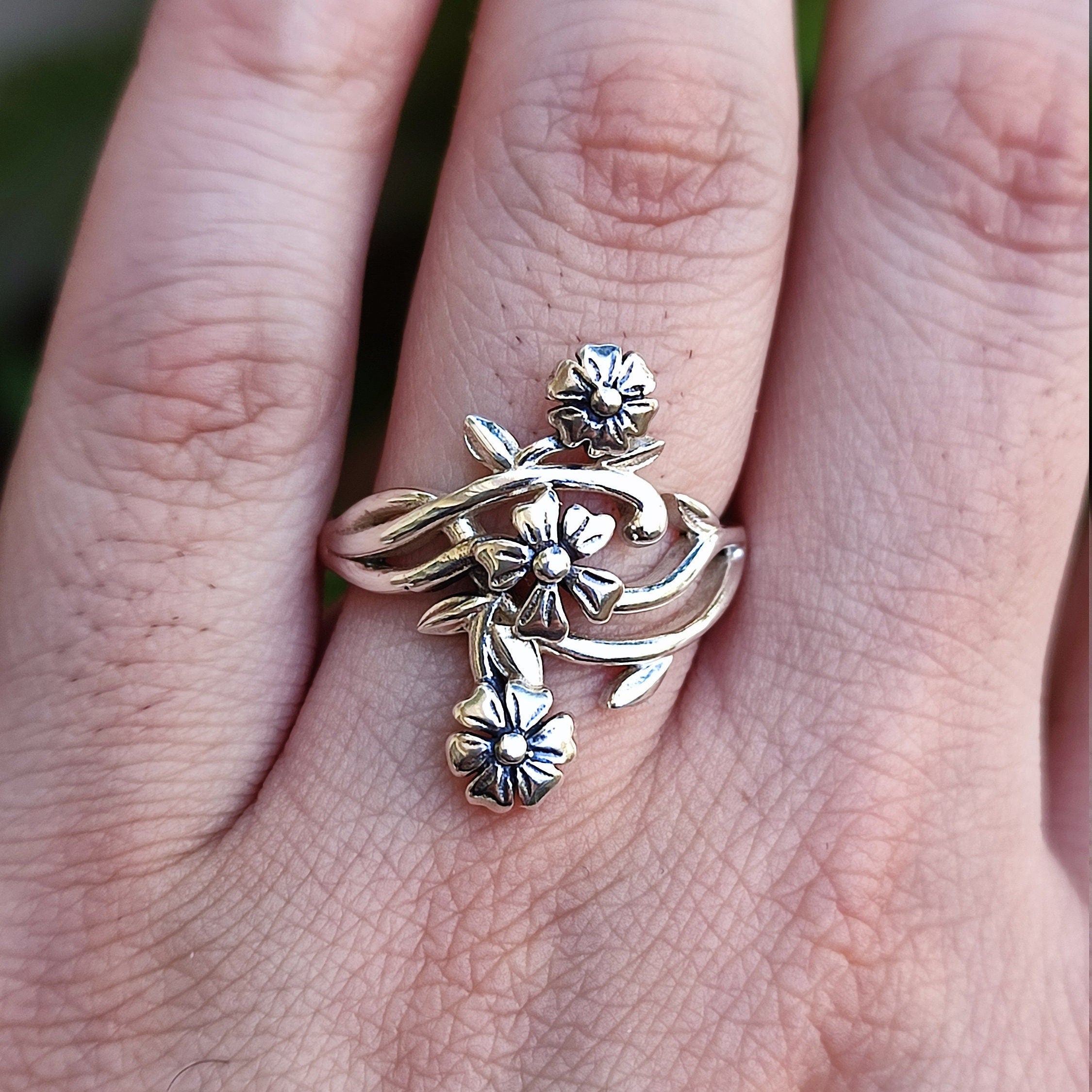 Flower Silver Ring, 925 Sterling Silver Handmade Floral Promise Ring, Flower Jewelry, Gift for Her Birthday, Anniversary, Bridesmaid Gift