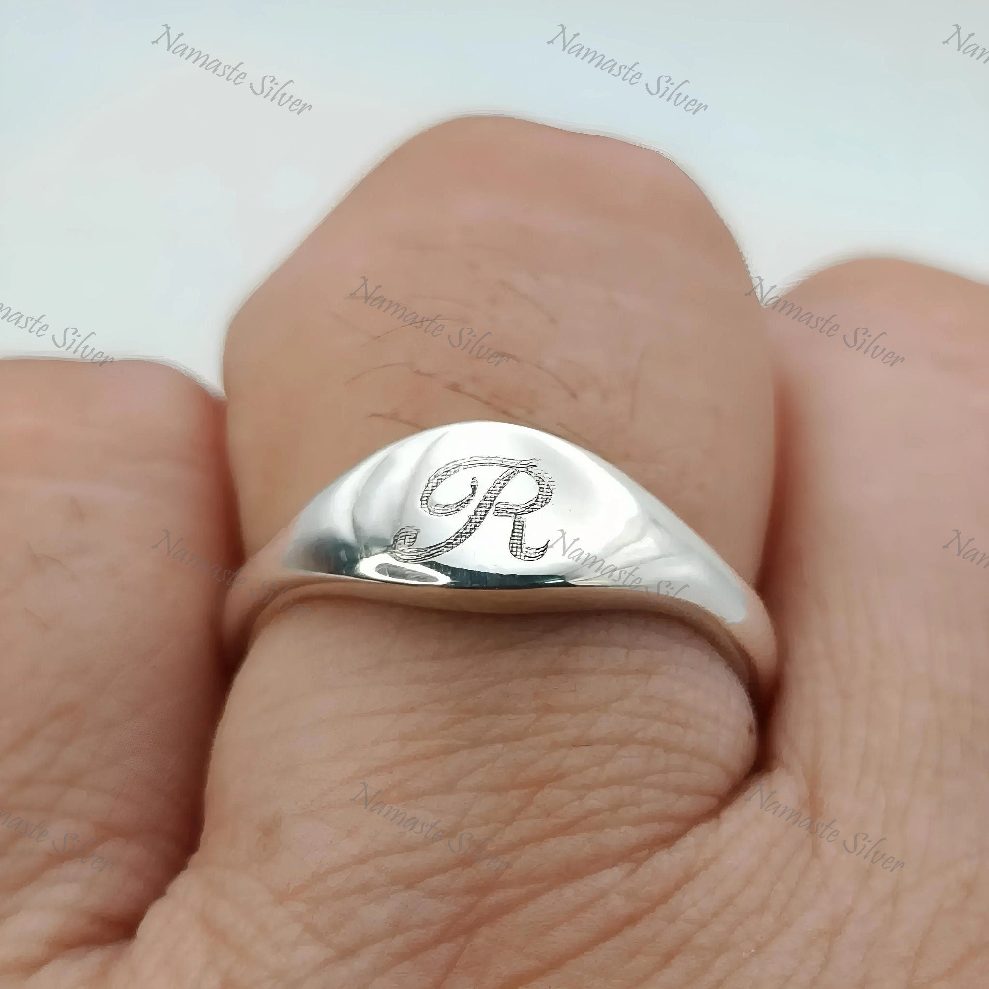 Custom Initial Ring, 925 Sterling Silver Dainty Ring, Alphabet Letter Ring, Handmade Personalized First Letter Ring, Wedding Gift for Her