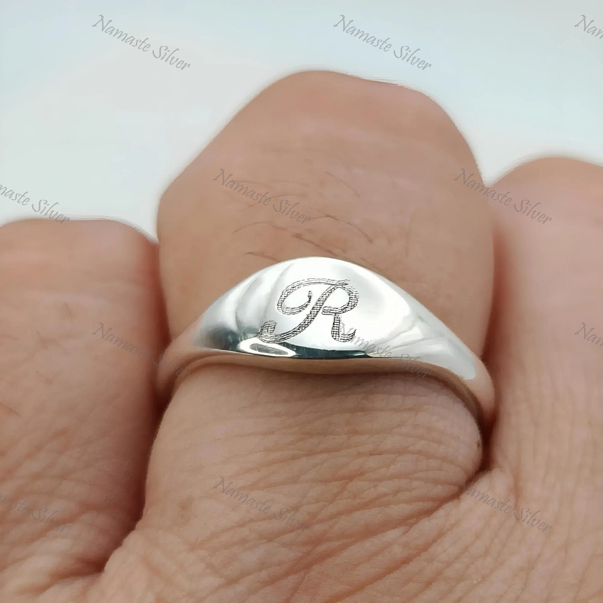 Custom Initial Ring, 925 Sterling Silver Dainty Ring, Alphabet Letter Ring, Handmade Personalized First Letter Ring, Wedding Gift for Her