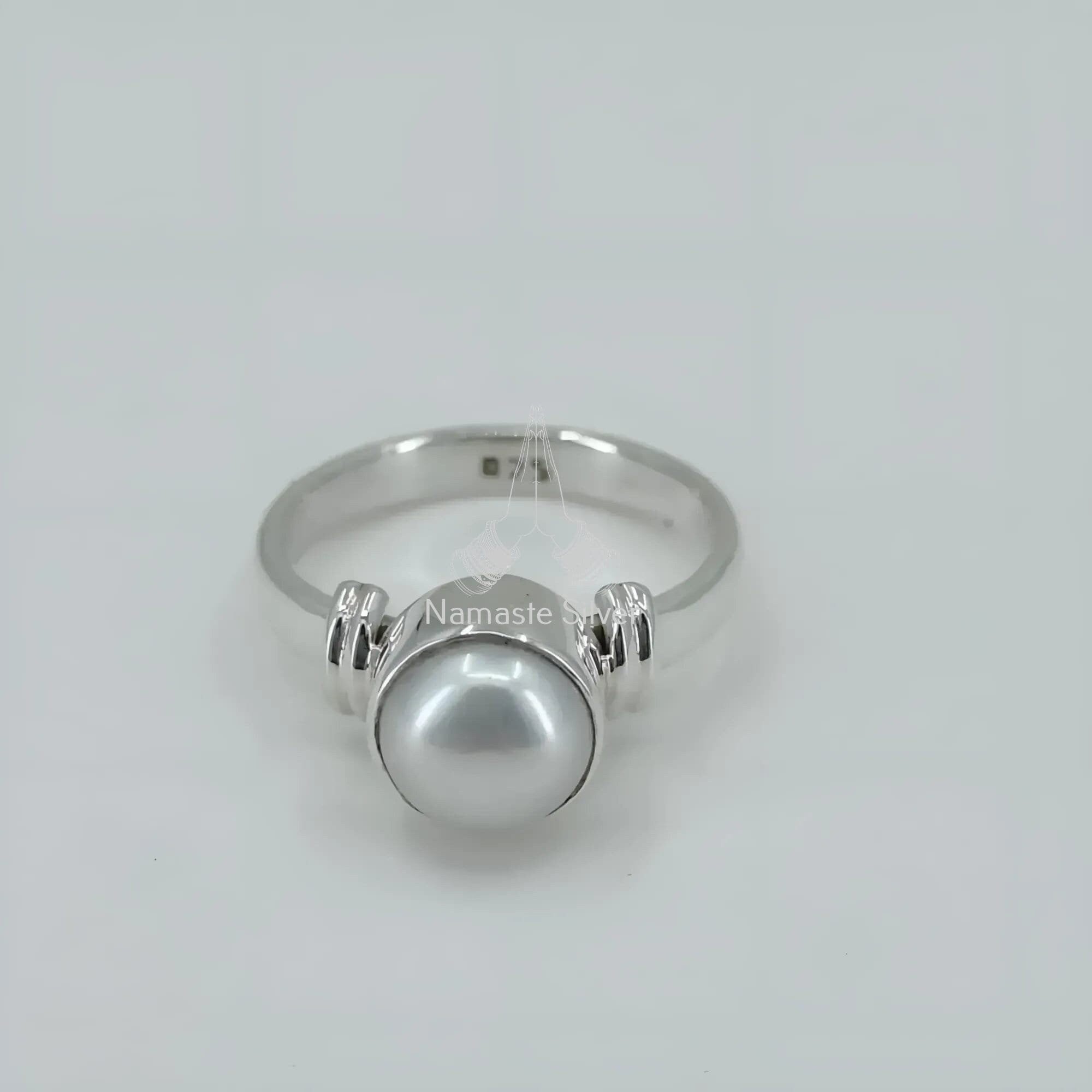 Pearl Ring, 925 Sterling Silver Handmade Dainty Promise Ring, White Freshwater Pearl Boho Jewelry, June Birthstone, Gift for her Birthday