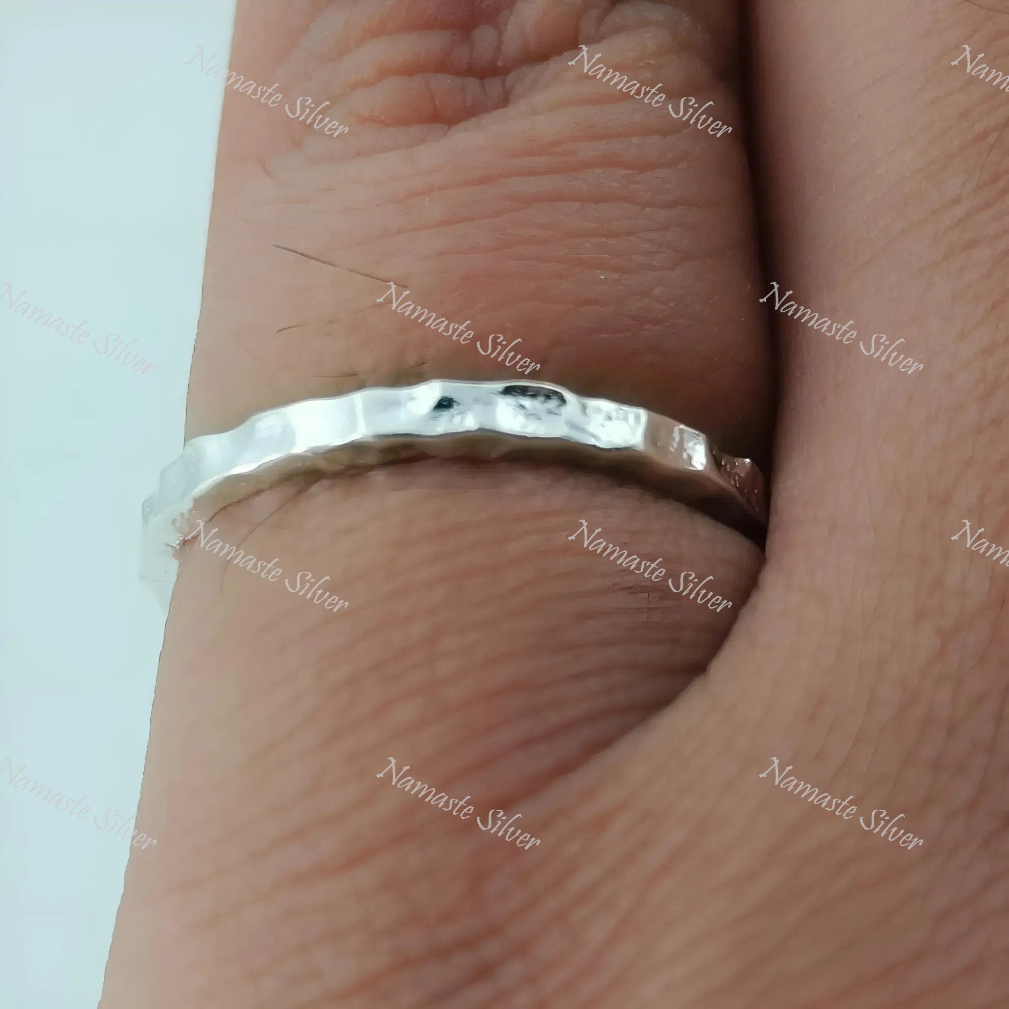 Hammered Silver Ring, 925 Sterling Silver Stackable Rings, Silver Stacking Ring, Dainty Simple Silver Ring, 2.0 mm Hammered Silver Band Gift