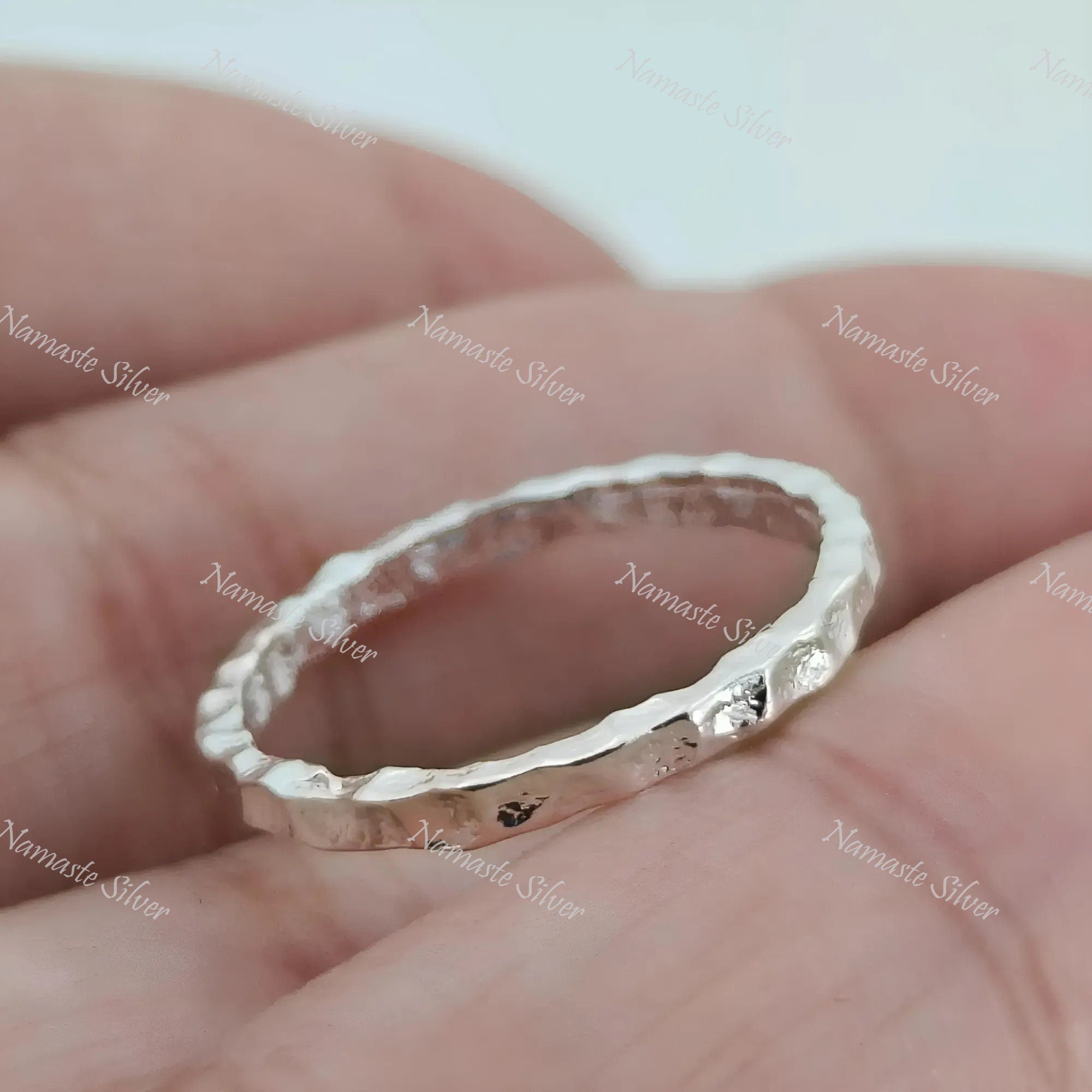 Hammered Silver Ring, 925 Sterling Silver Stackable Rings, Silver Stacking Ring, Dainty Simple Silver Ring, 2.0 mm Hammered Silver Band Gift