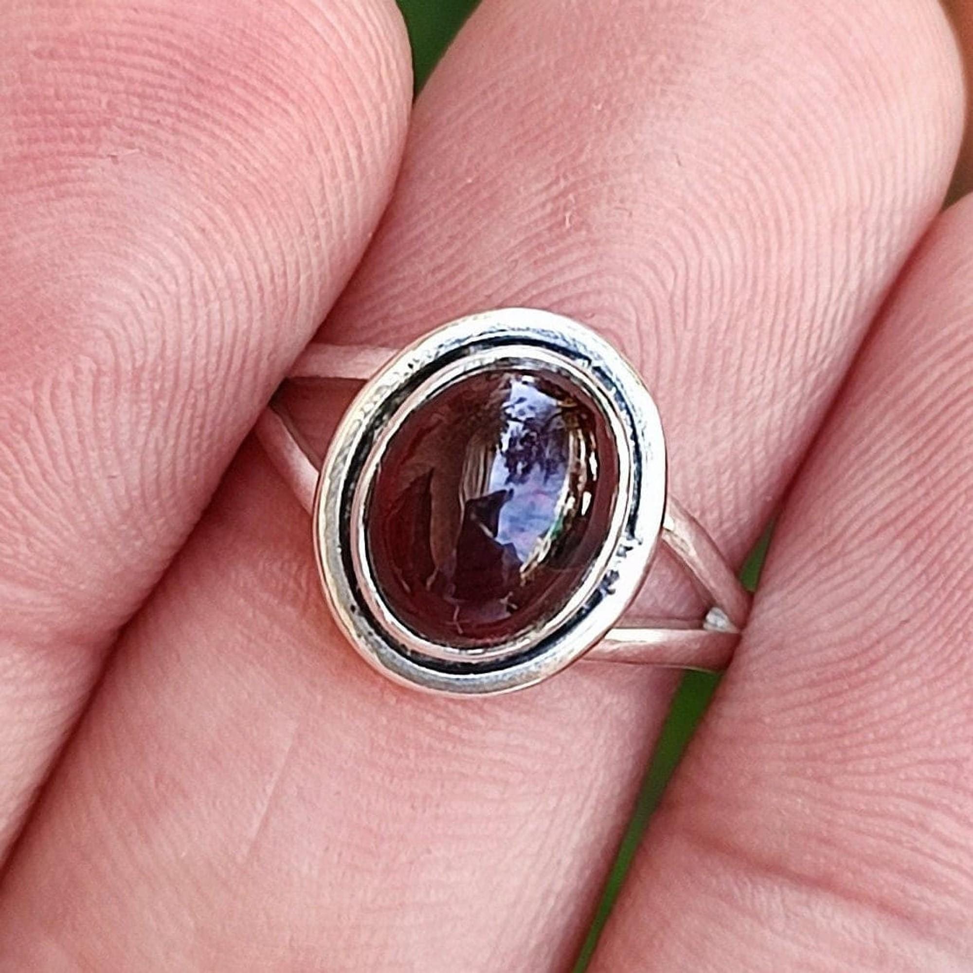 Garnet Ring, 925 Sterling Silver Handmade Statement Promise Ring, Natural Garnet Oval Gemstone Boho Jewelry, January Birthstone Gift for her