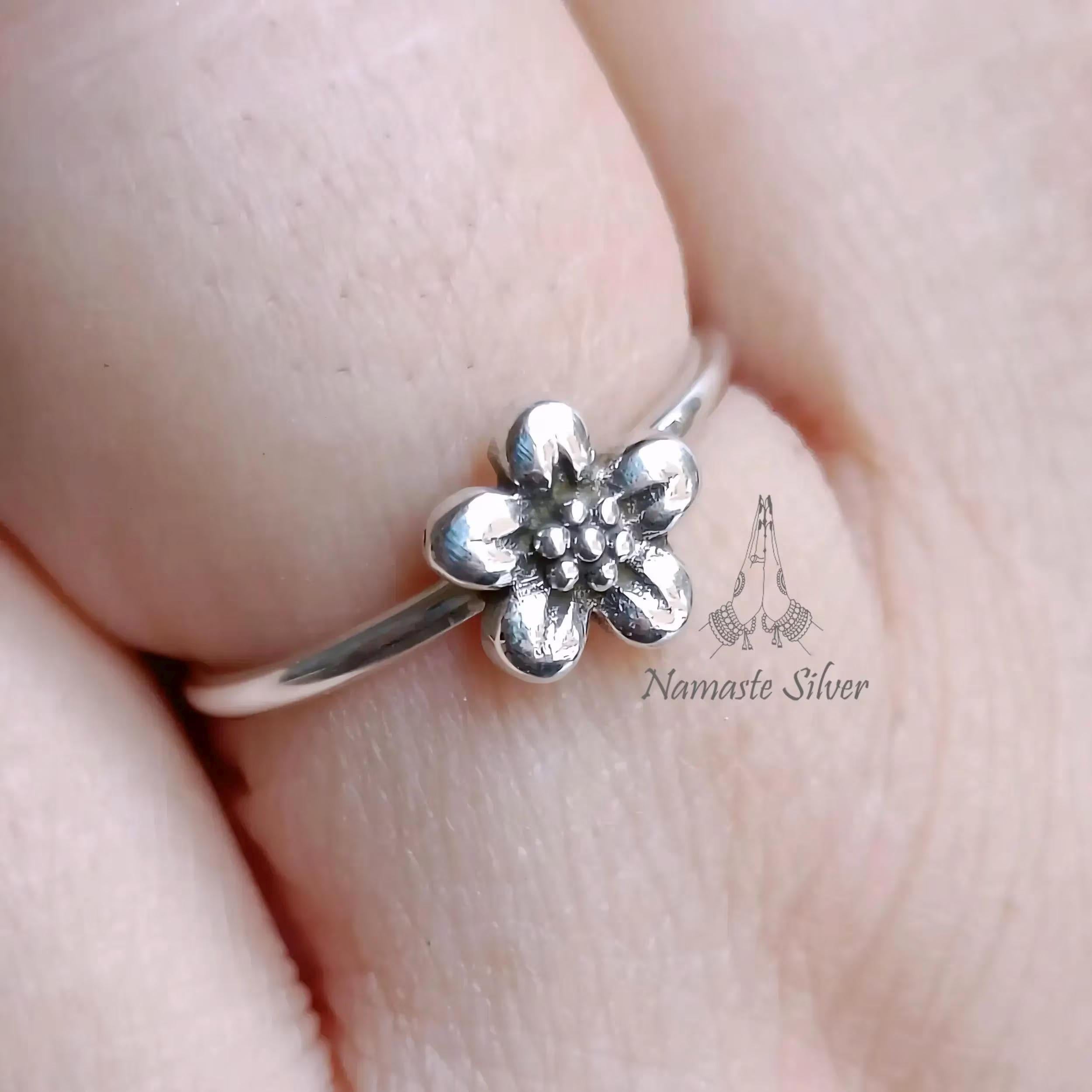 Floral Ring, 925 Sterling Silver Handmade Flower Ring for Women, Delicate Silver Ring, Dainty Nature Ring, Flower Blossom Ring, Gift for her