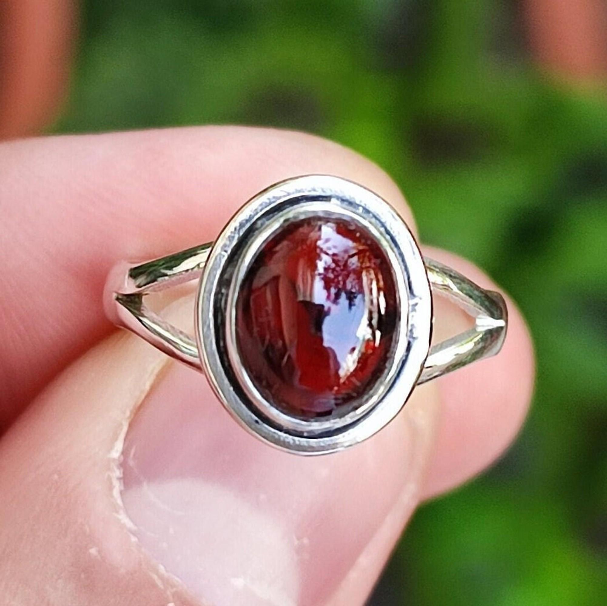 Garnet Ring, 925 Sterling Silver Handmade Statement Promise Ring, Natural Garnet Oval Gemstone Boho Jewelry, January Birthstone Gift for her