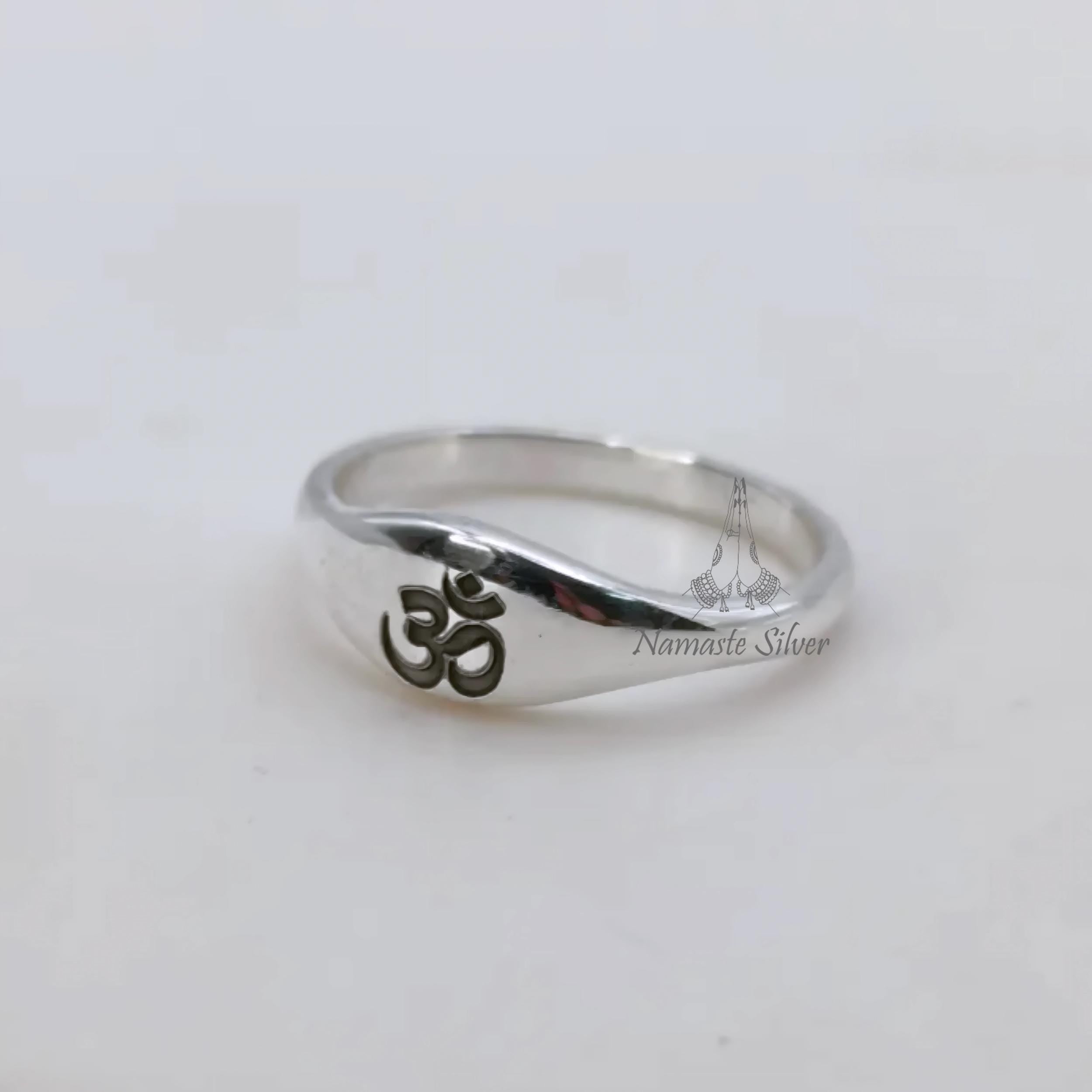 Om Ring, 925 Sterling Silver Aum Symbol Band, Handmade Yoga Meditation Promise Custom Engraved Yoga Jewelry, Spiritual Gift for Him & Her