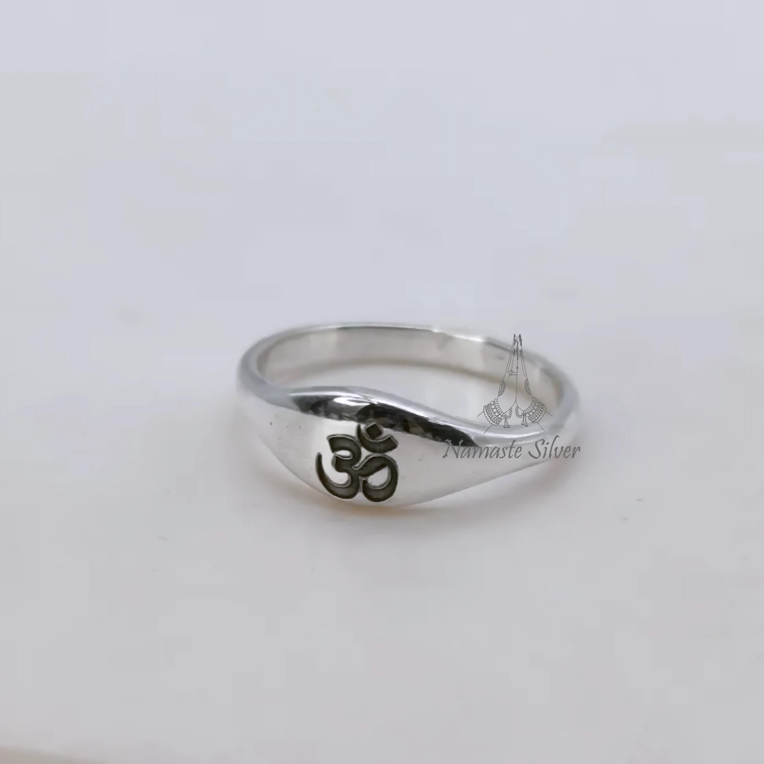 Om Ring, 925 Sterling Silver Aum Symbol Band, Handmade Yoga Meditation Promise Custom Engraved Yoga Jewelry, Spiritual Gift for Him & Her