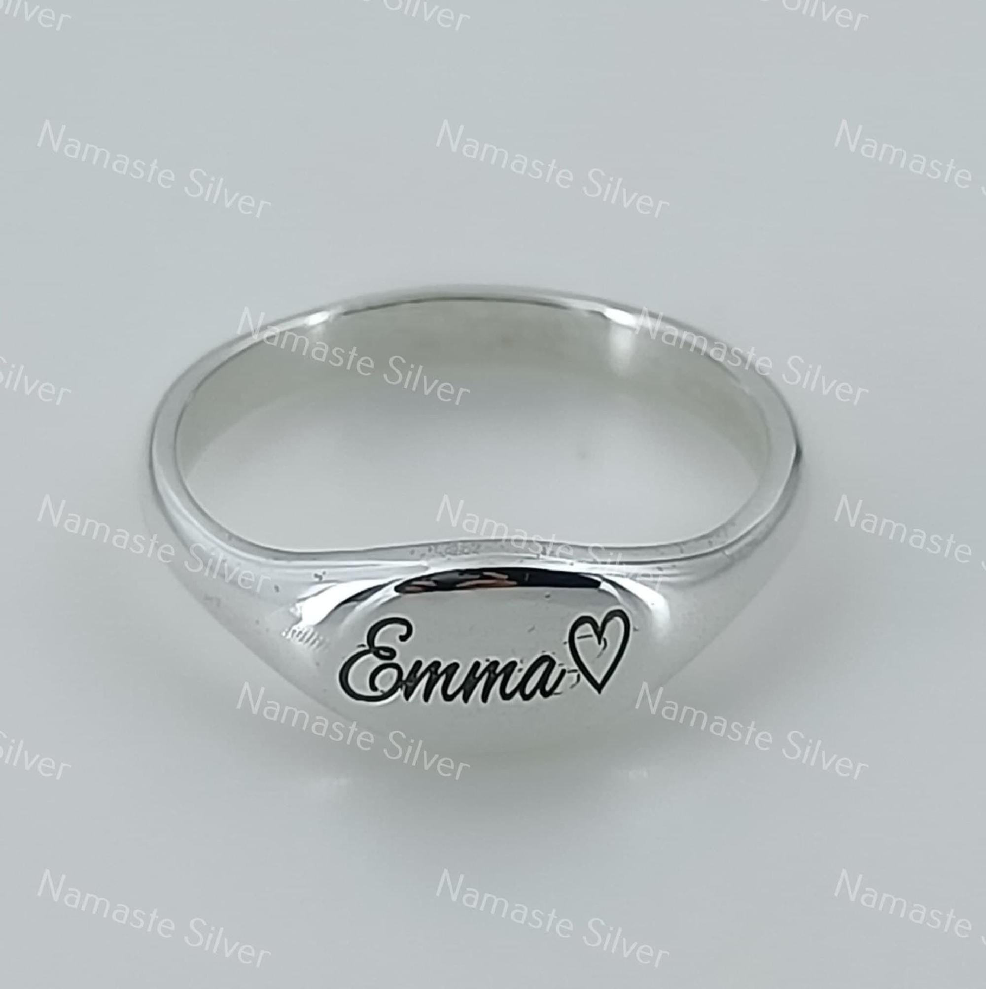 Custom Name Ring, 925 Sterling Silver Dainty Band, Customized Engraved Text Name Slogan Message Handmade Jewelry, Personalized Gift for Her