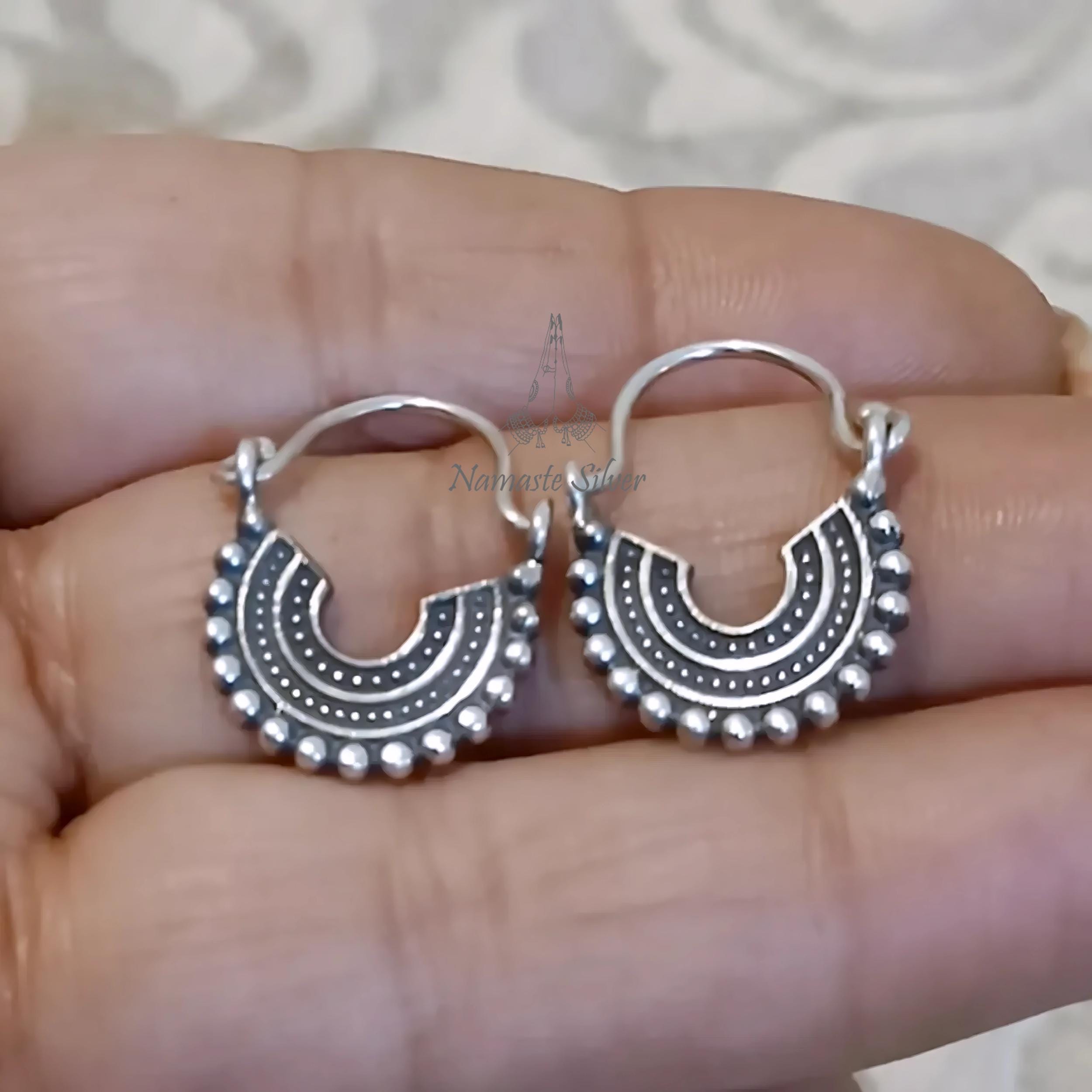Silver earrings Dangle, 925 Sterling Silver Chandbali Earrings, Handmade Crescent Moon chandelier Jewelry, Elegant Gift for Mom Mother's Day