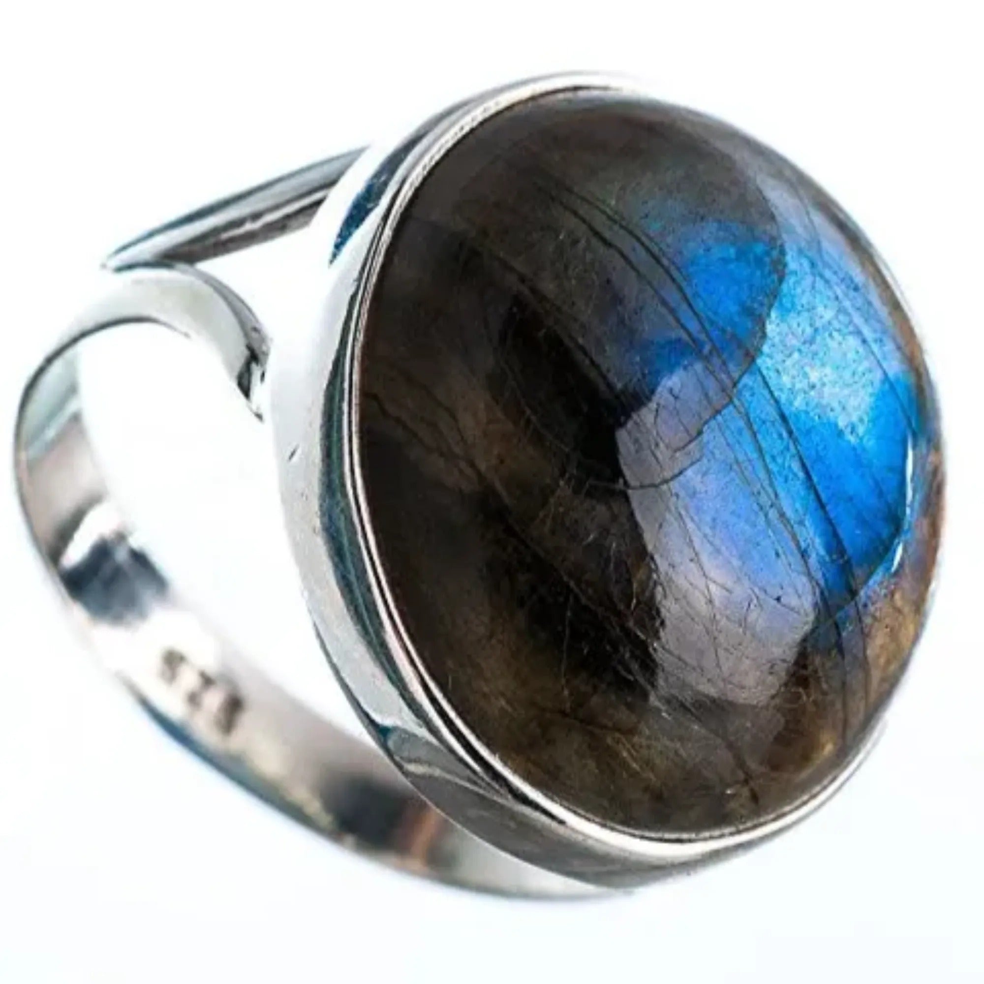 Labradorite Round Shape 925 Sterling Silver Handmade Ring - Boho November Birthstone Jewelry - Perfect Gift for Her Birthday Anniversary Christmas Valentine Day