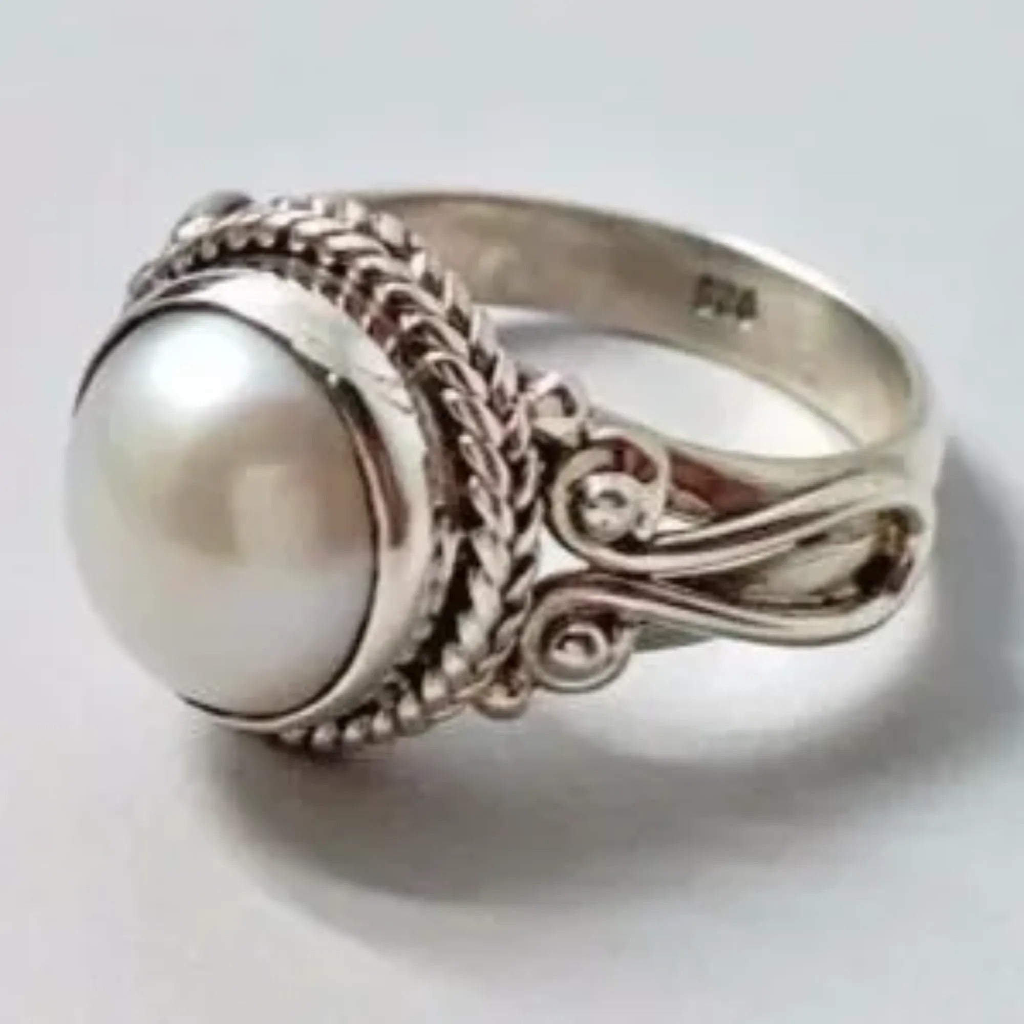 Freshwater Pearl 925 Sterling Silver Handmade Ring - Boho June Birthstone Jewelry - Perfect Gift for Her Birthday Anniversary Christmas Valentine Day