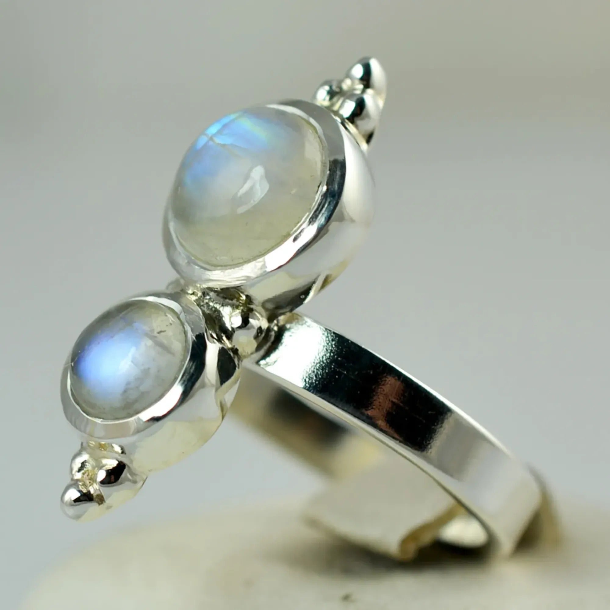 Rainbow Moonstone 925 Sterling Silver Handmade Statement Ring- Boho June Birthstone Jewelry - Perfect Gift for Her Birthday Anniversary Christmas Valentine Day