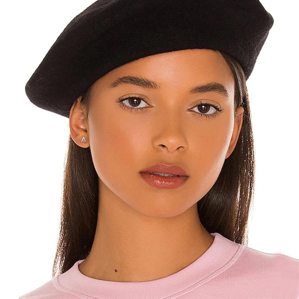 18G Tiny Initial Stud Earrings for Women Girls 925 Sterling Silver Hypoallergeni