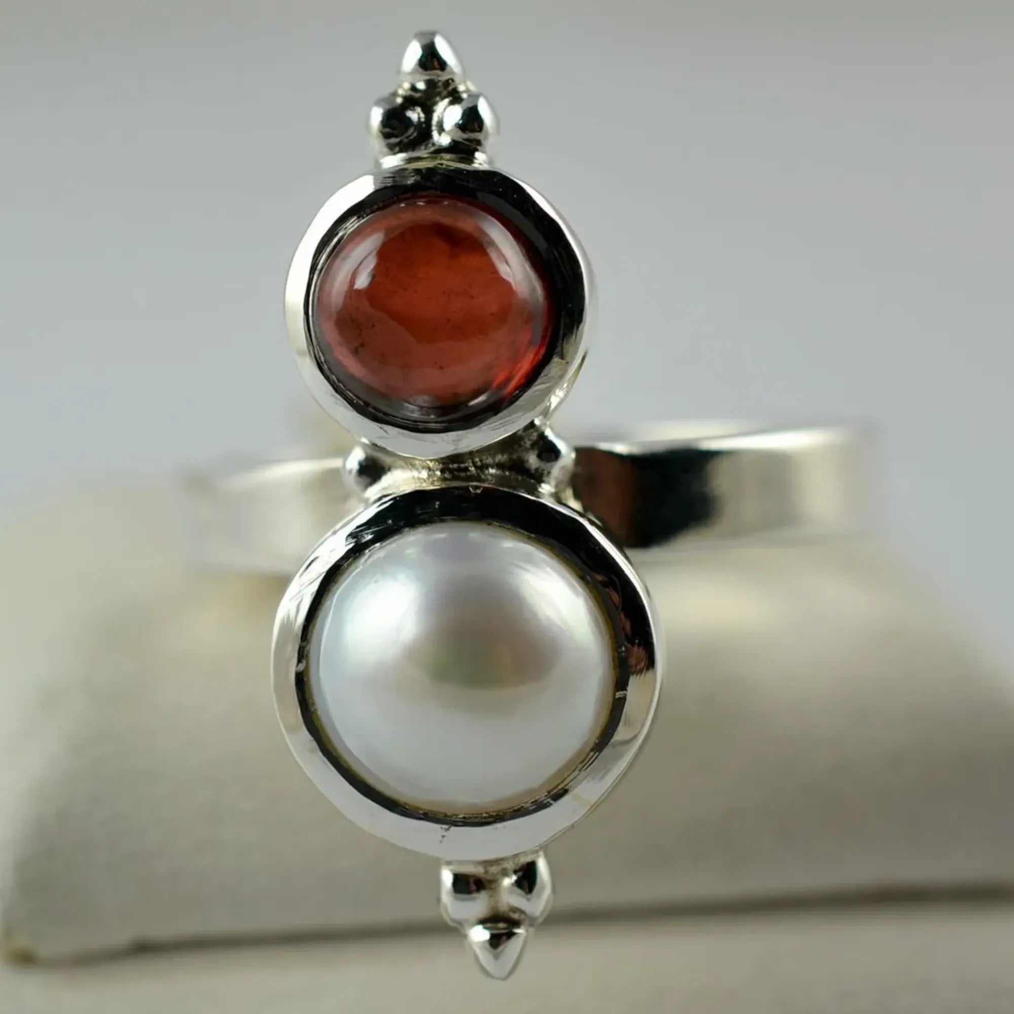 Garnet and Pearl Ring